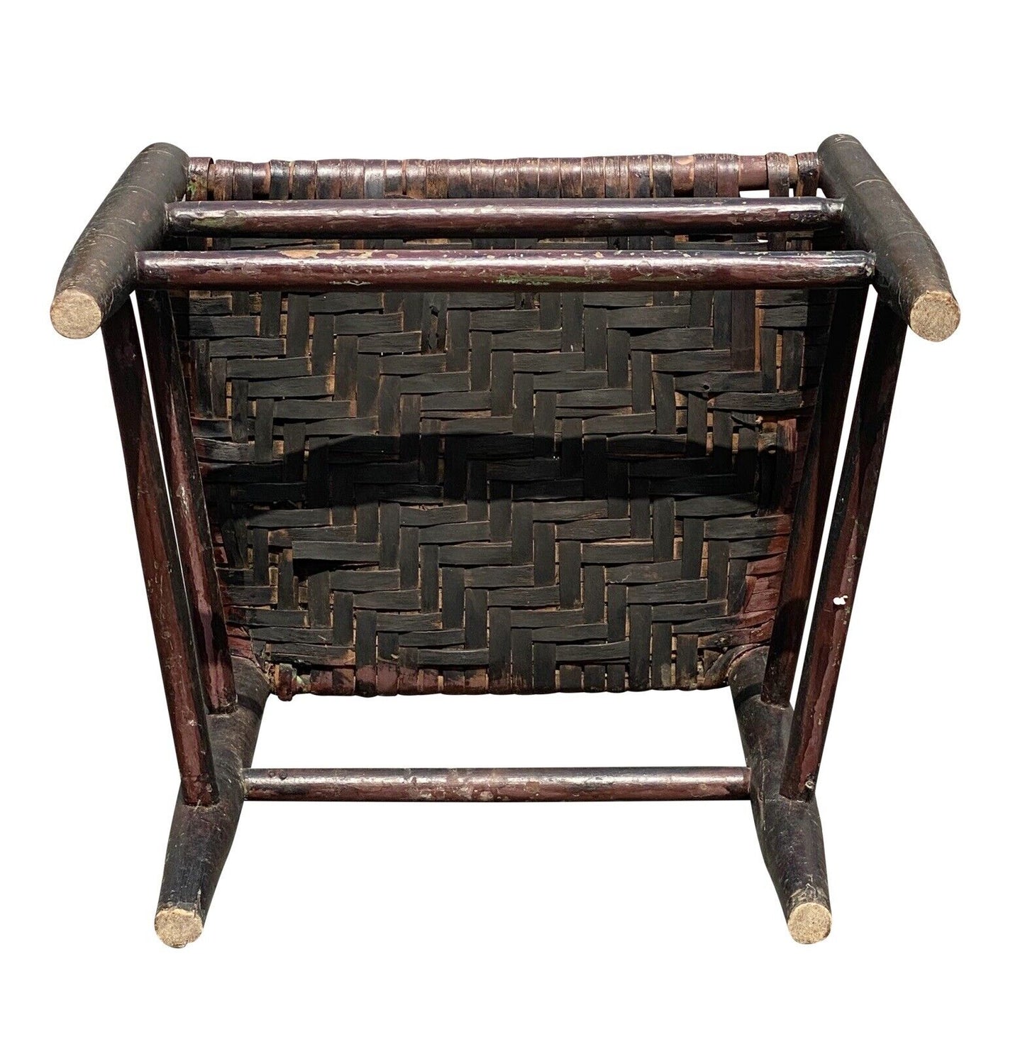 Antique New England Sheraton Black & Red Fancy Paint Chair With Splint Seat