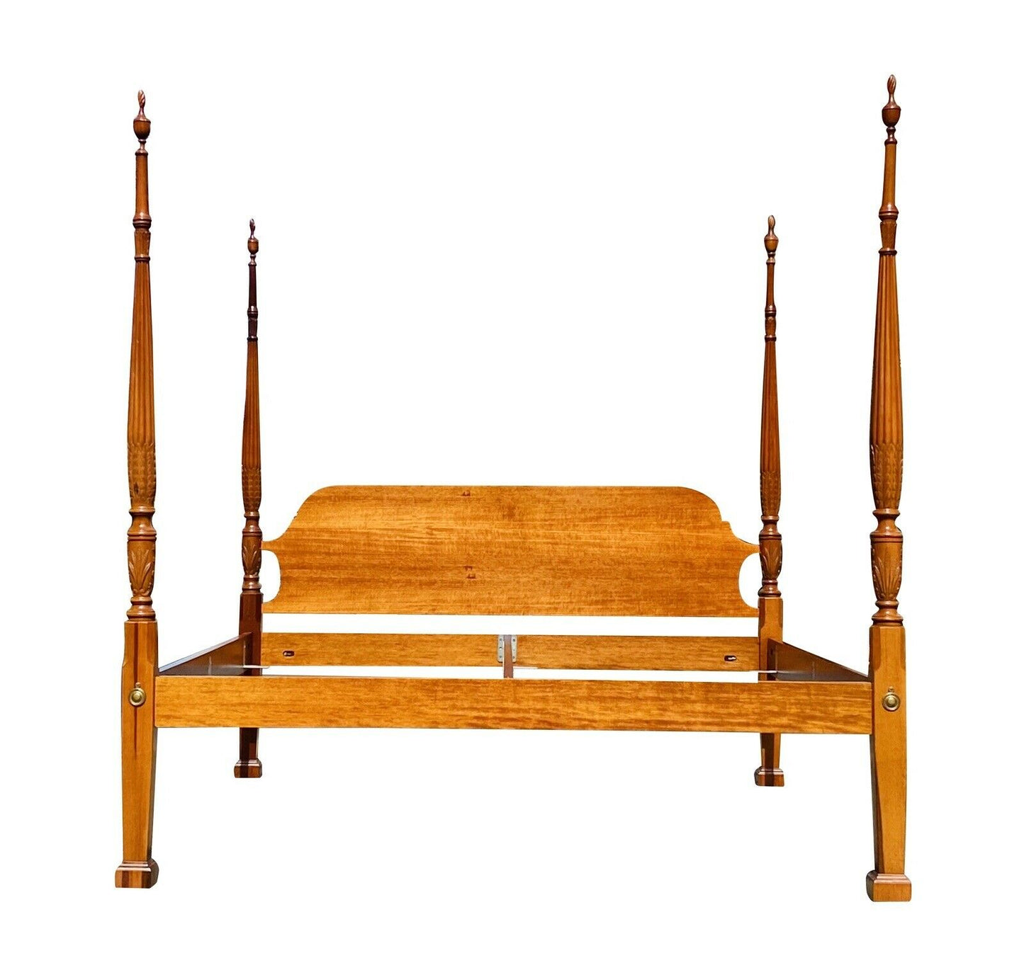 20th C Chippendale Antique Style Mahogany King Size Rice Carved Plantation Bed