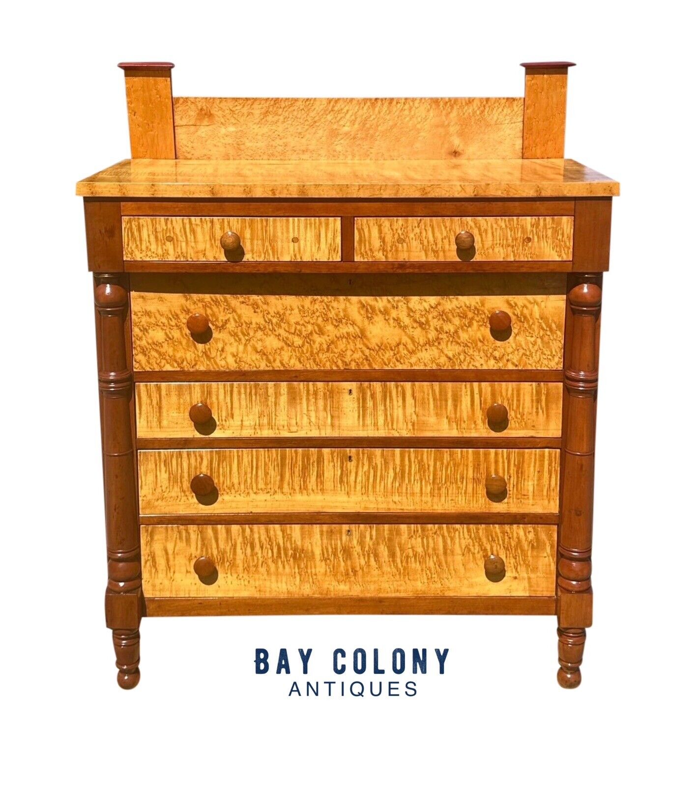 Early 19th Century Federal Birds Eye Maple Chest of Drawers With Cherry & Poplar