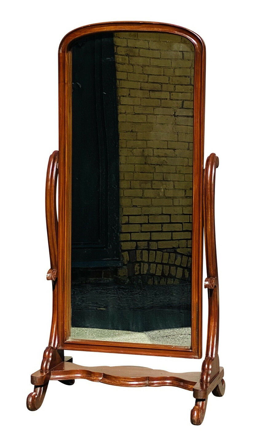 19TH C ANTIQUE CLASSICAL MAHOGANY CHEVAL FULL LENGTH DRESSING MIRROR