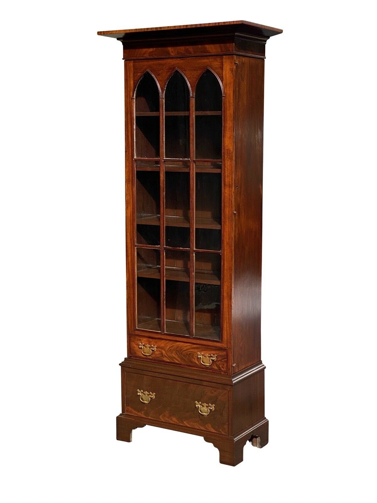 19th C Antique Salem Ma Mahogany Maritime Campaign Bookcase / Cabinet ~ Nautical