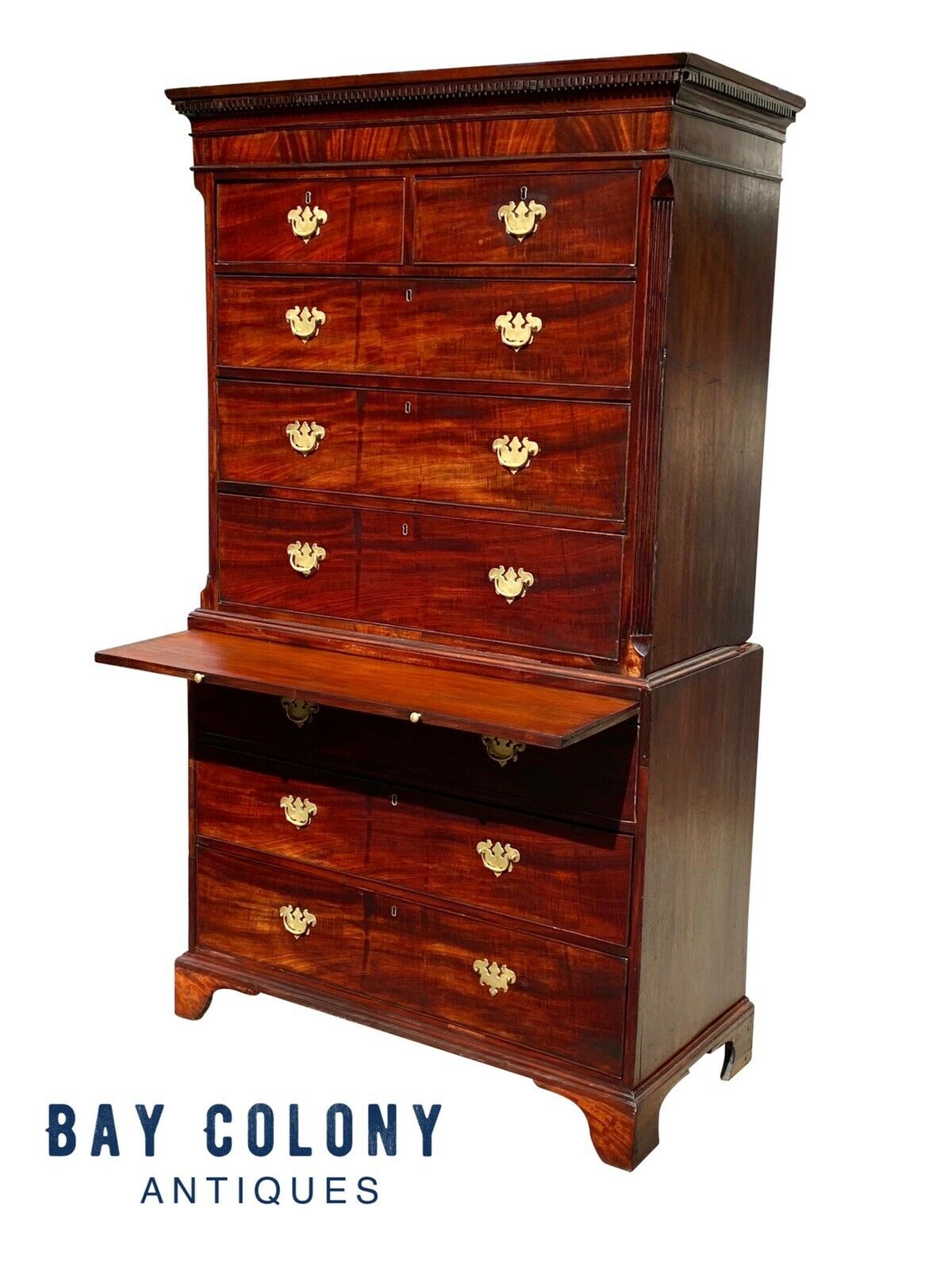 18TH C ANTIQUE GEORGIAN MAHOGANY CHEST ON CHEST / DRESSER ~ TALL CHEST / HIGHBOY