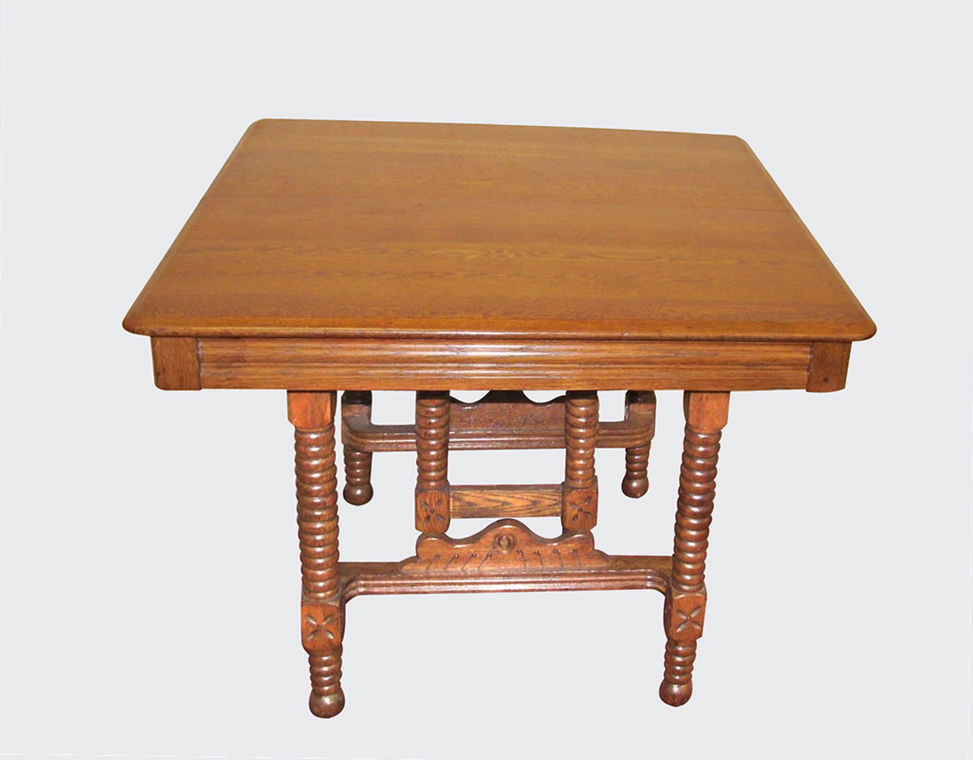 19TH CENTURY EASTLAKE VICTORIAN OAK DINING ROOM TABLE & LEAVES EXPERTLY RESTORED