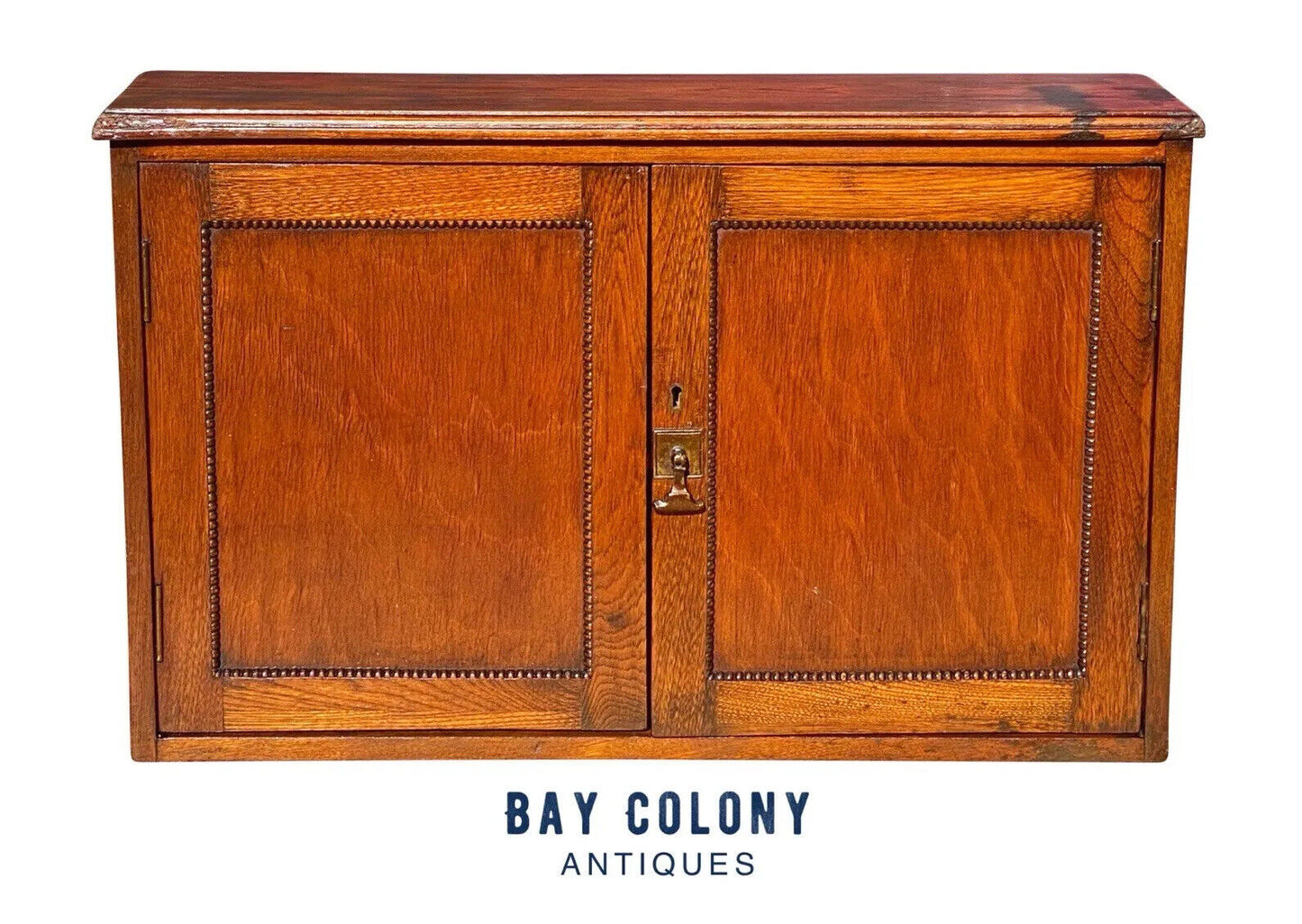 19th C Antique Victorian Oak Hanging Wall Cabinet / Cupboard