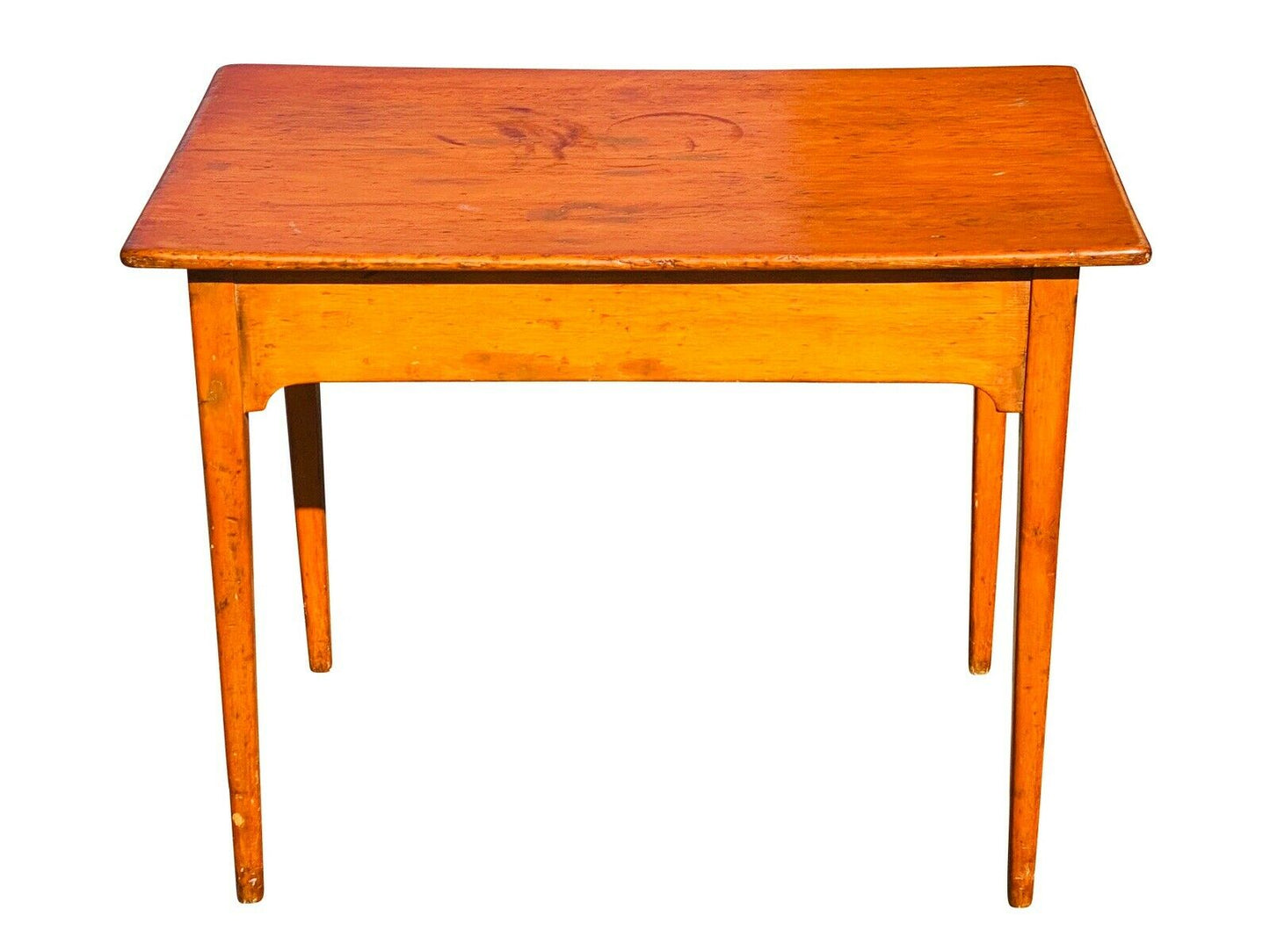 19TH C ANTIQUE COUNTRY PRIMITIVE PUMPKIN PINE 1 DRAWER TAVERN / TAP TABLE