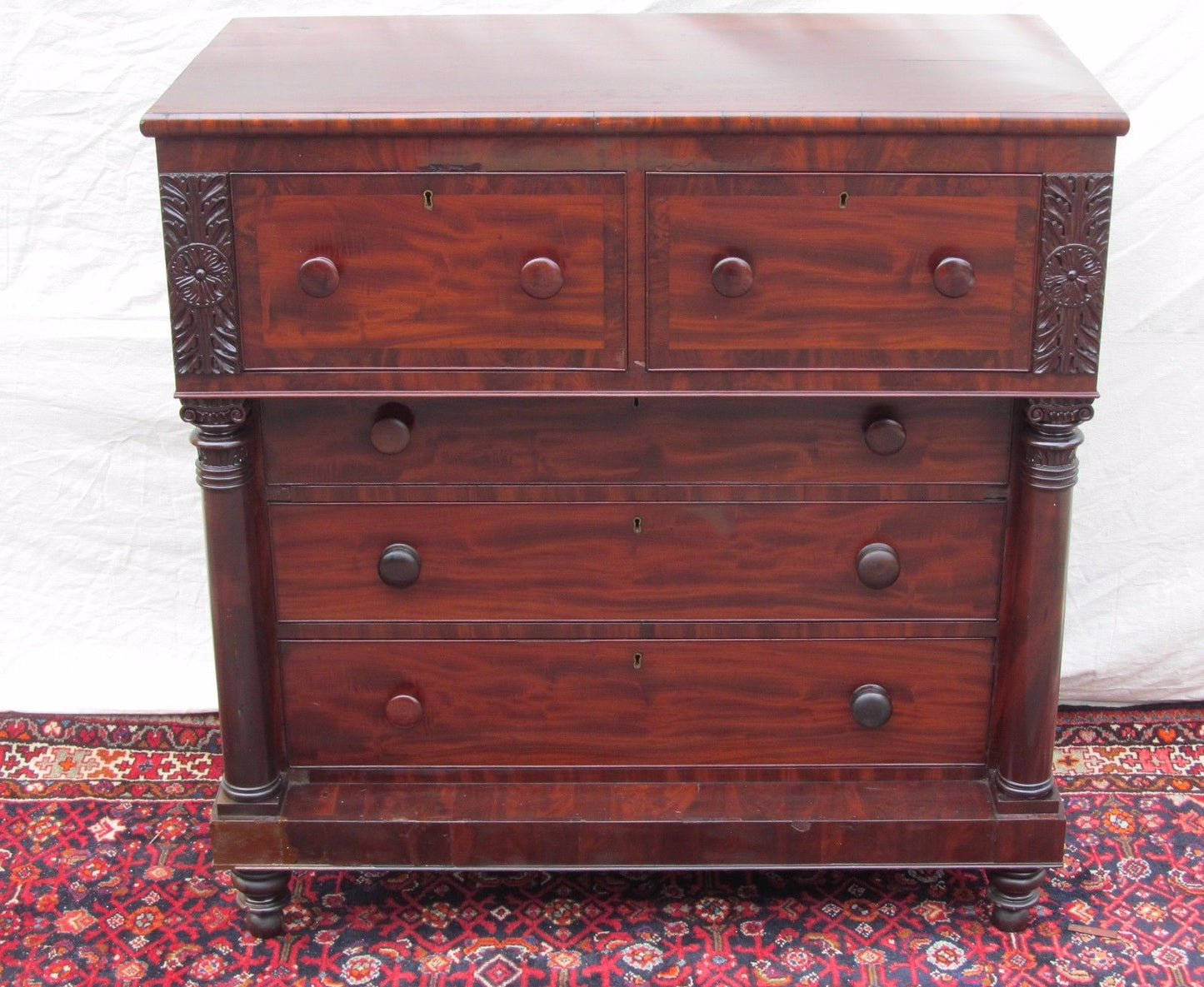 IMPORTANT NEW YORK CITY CLASSICAL FEDERAL PERIOD MAHOGANY TALL CHEST