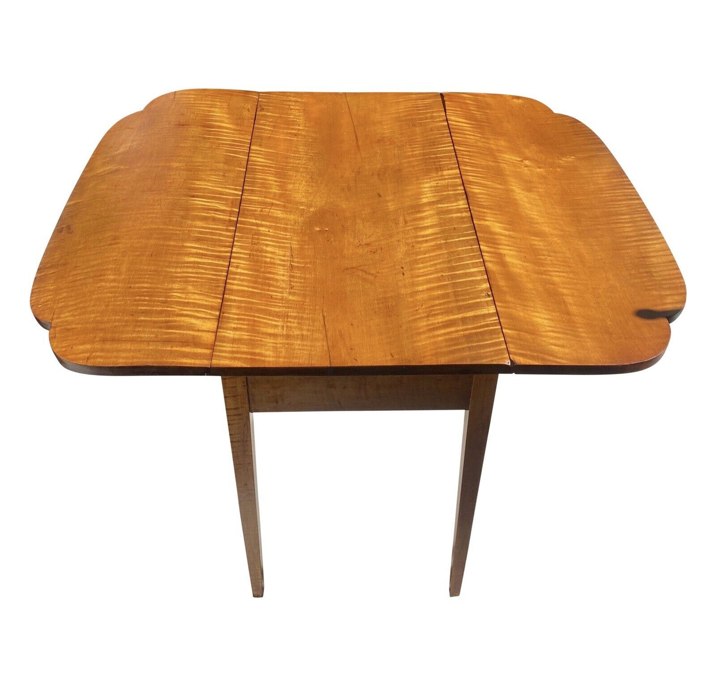 Antique Federal Period Hepplewhite Tiger Maple Drop Leaf Table With Ovolo Top