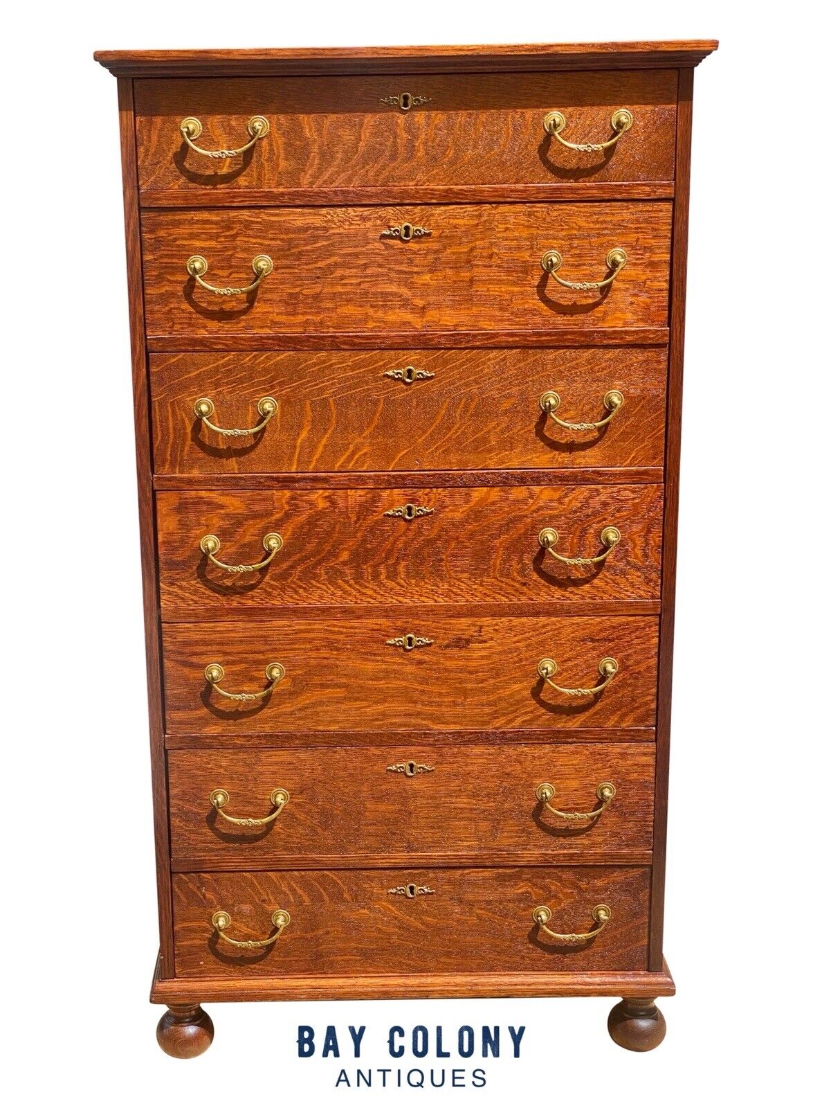 Antique Victorian Tiger Oak Lingerie Chest / Dresser