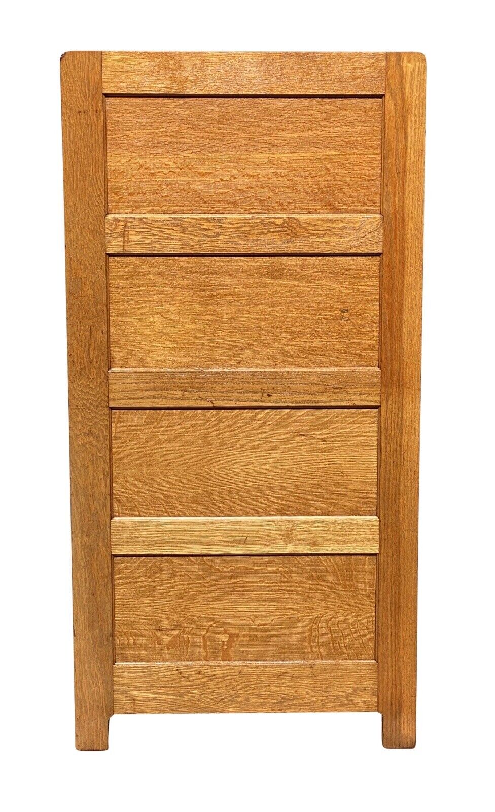 20th C Antique Arts & Crafts Tiger Oak 4 Drawer File Cabinet