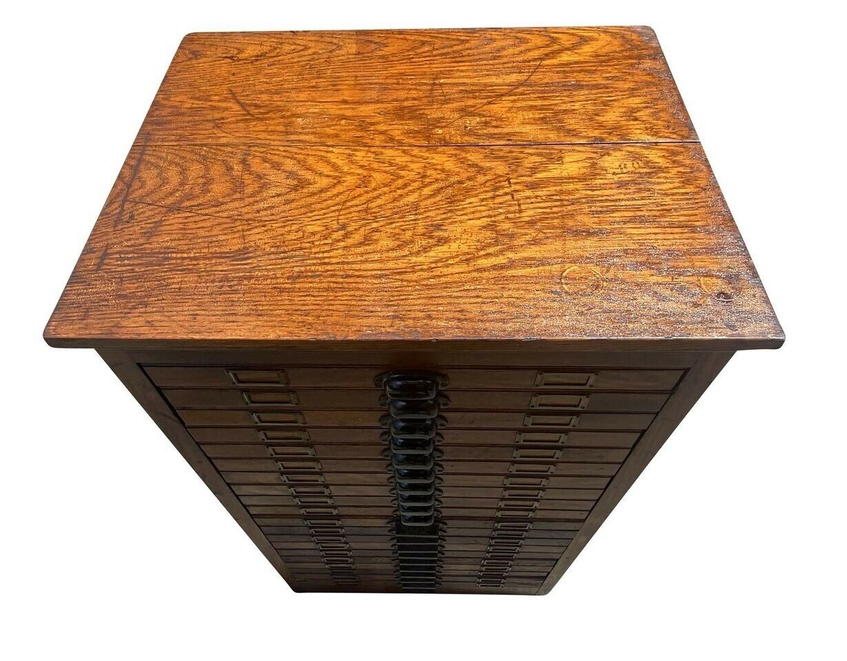 19TH C ANTIQUE VICTORIAN OAK HAMILTON MFG CO TYPE MAKER / PRINTERS FILE CABINET