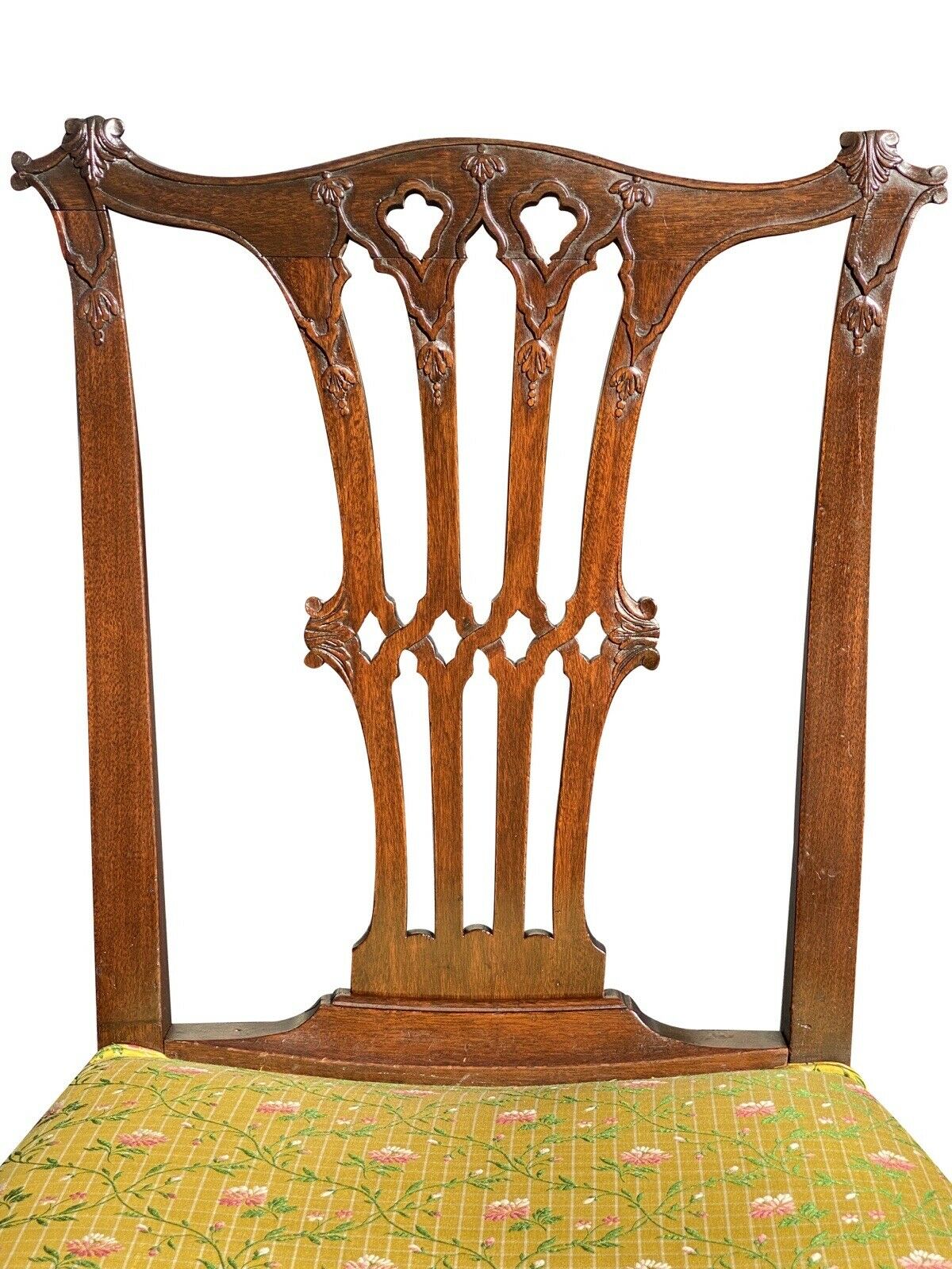 18TH C ANTIQUE MAHOGANY CHIPPENDALE CARVED SIDE CHAIR W/ PIERCED SPLAT