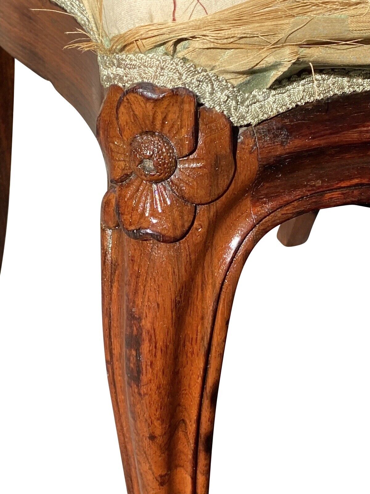 19th C Antique Rococo Carved Rosewood Parlor Chair