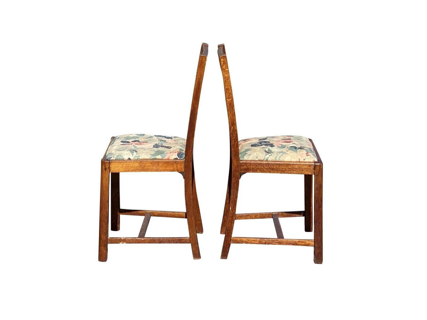Set of 8 Antique Arts & Crafts Oak Dining Chairs with Tapered Splats