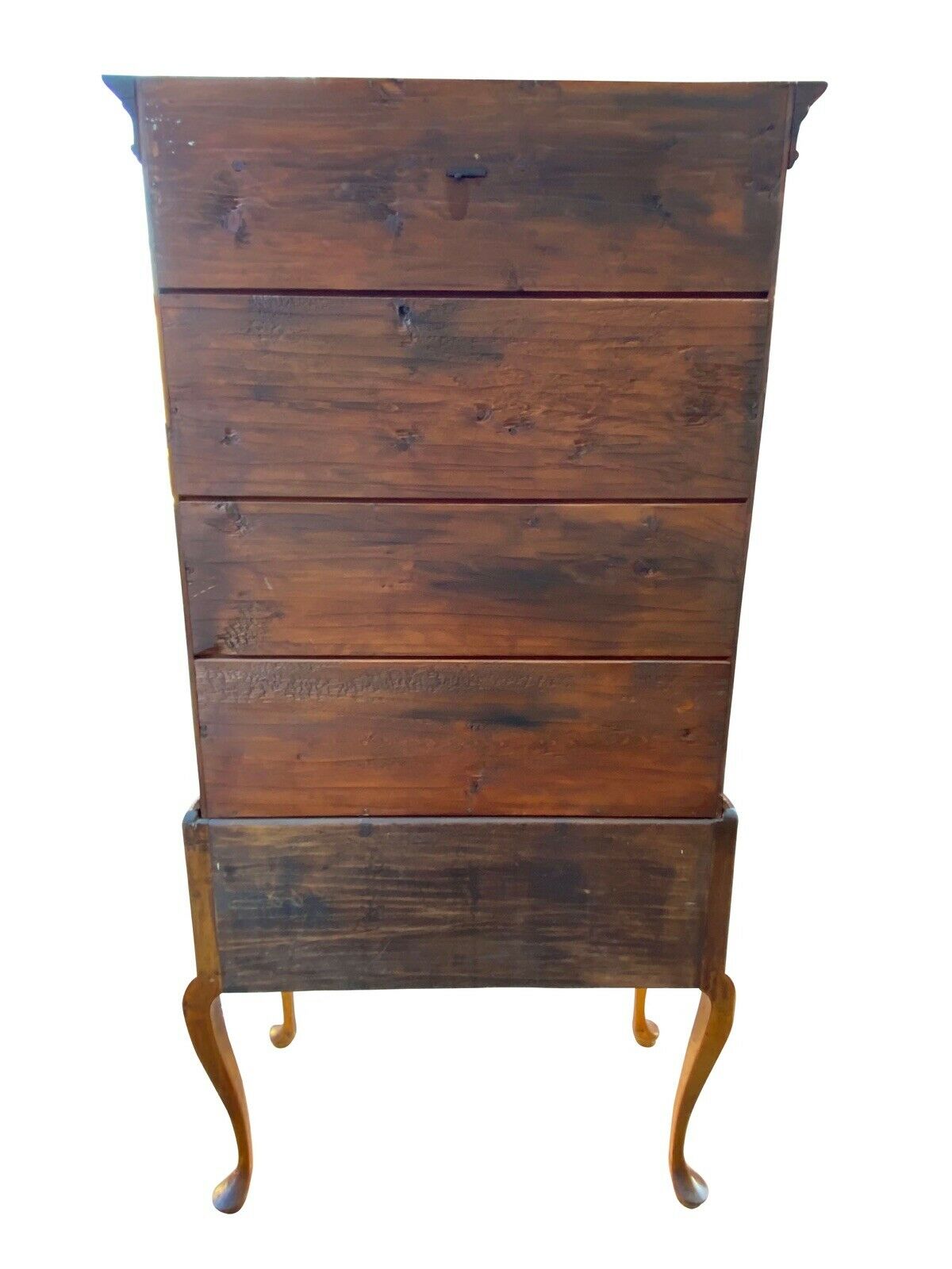 18TH C ANTIQUE QUEEN ANNE CONNECTICUT FLAT TOP HIGHBOY DRESSER / TALL CHEST