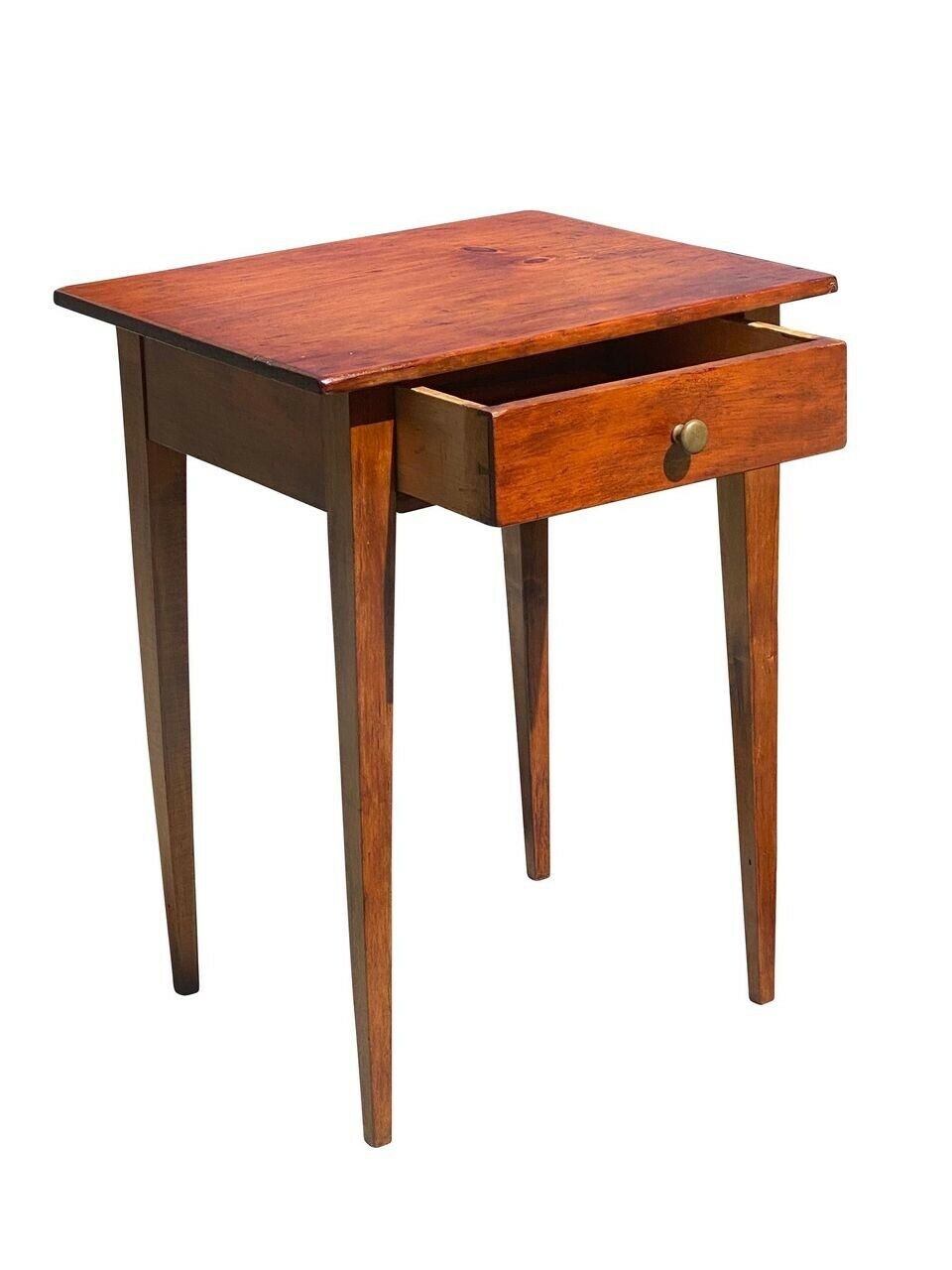 19TH C ANTIQUE NEW ENGLAND FEDERAL PERIOD PINE WORK TABLE / NIGHT STAND