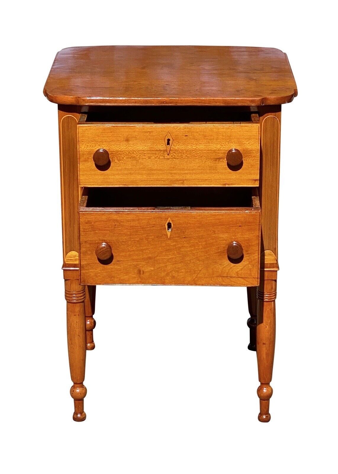 Early 19th Century Antique Federal Kentucky Cherry Inlaid Work Table - Very Rare