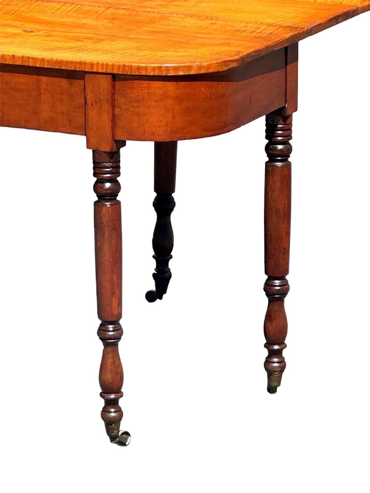 Early 19th Century Antique Federal Tiger Maple & Cherry Dropleaf Bakers Table