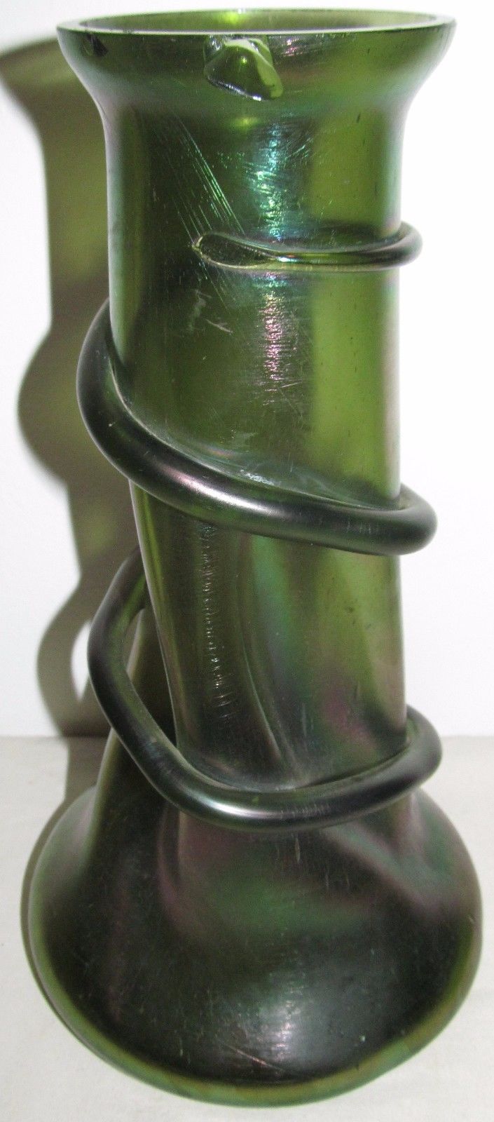 LOETZ 10 1/2" THREAD APPLIED VASE