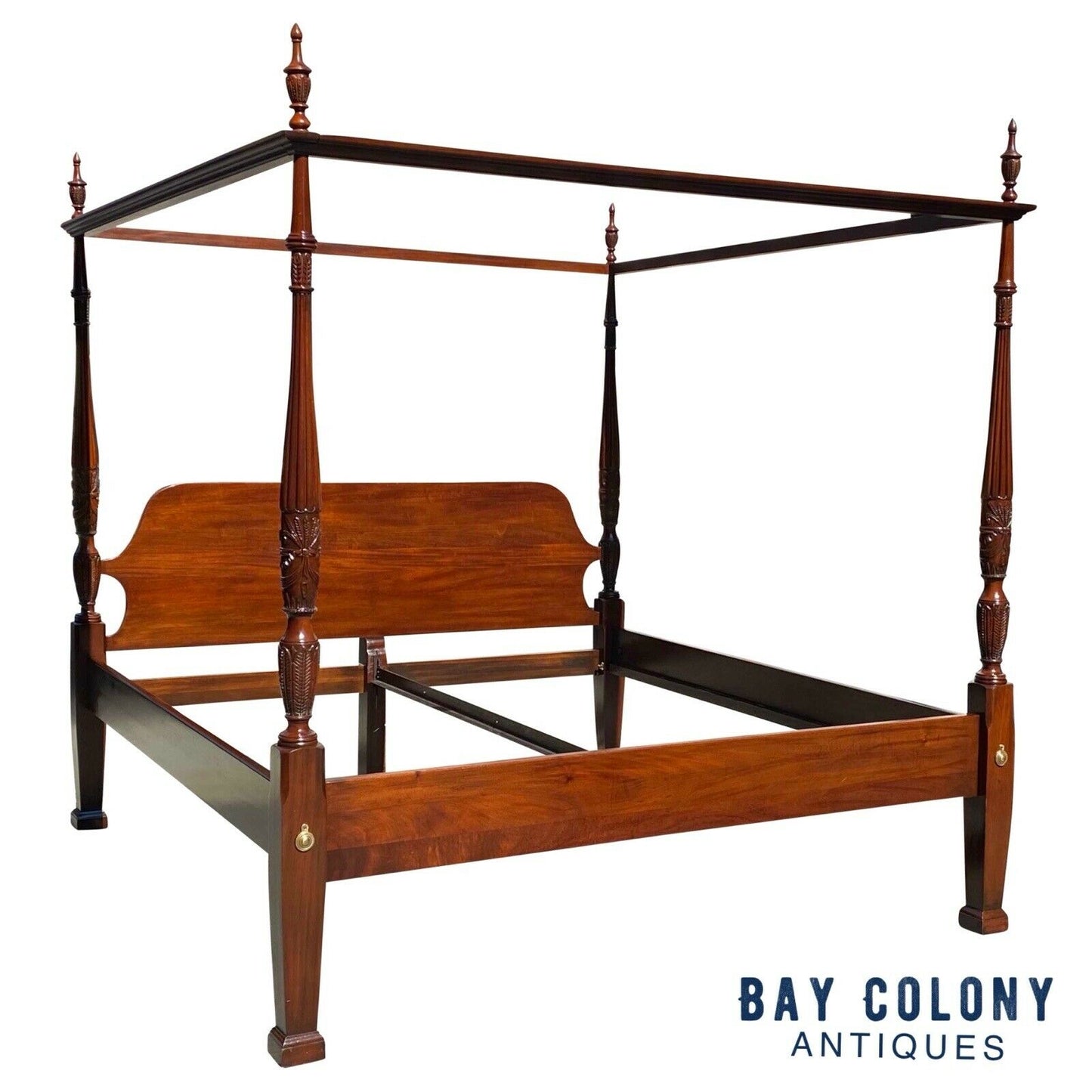 20th Century Chippendale Antique Style Mahogany King Size Tester / Canopy Bed