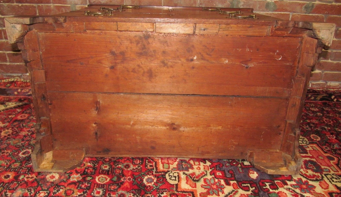GEORGE III ENGLISH YEW WOOD CROSS BAND INLAID BACHELORS CHEST ON BRACKET BASE