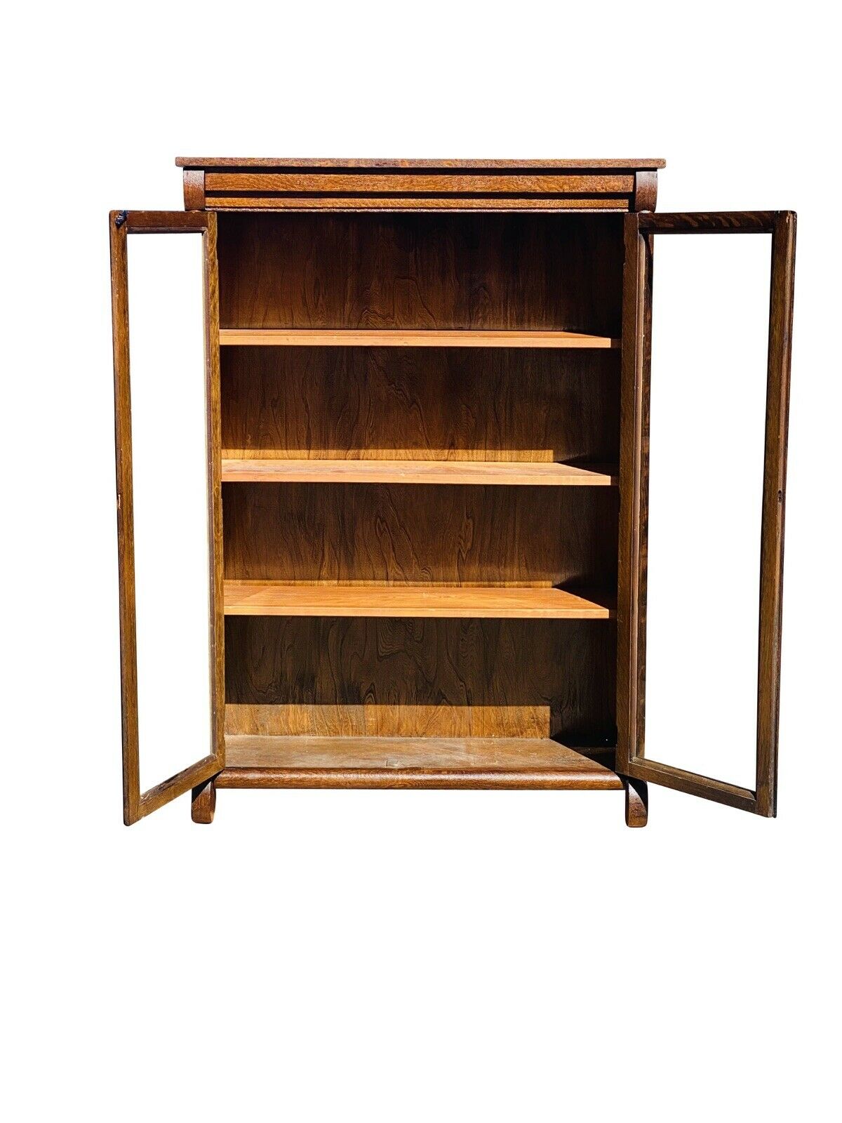 20TH C ANTIQUE TIGER OAK DOUBLE DOOR BOOKCASE / CABINET ~ BLANCHARD HAMILTON