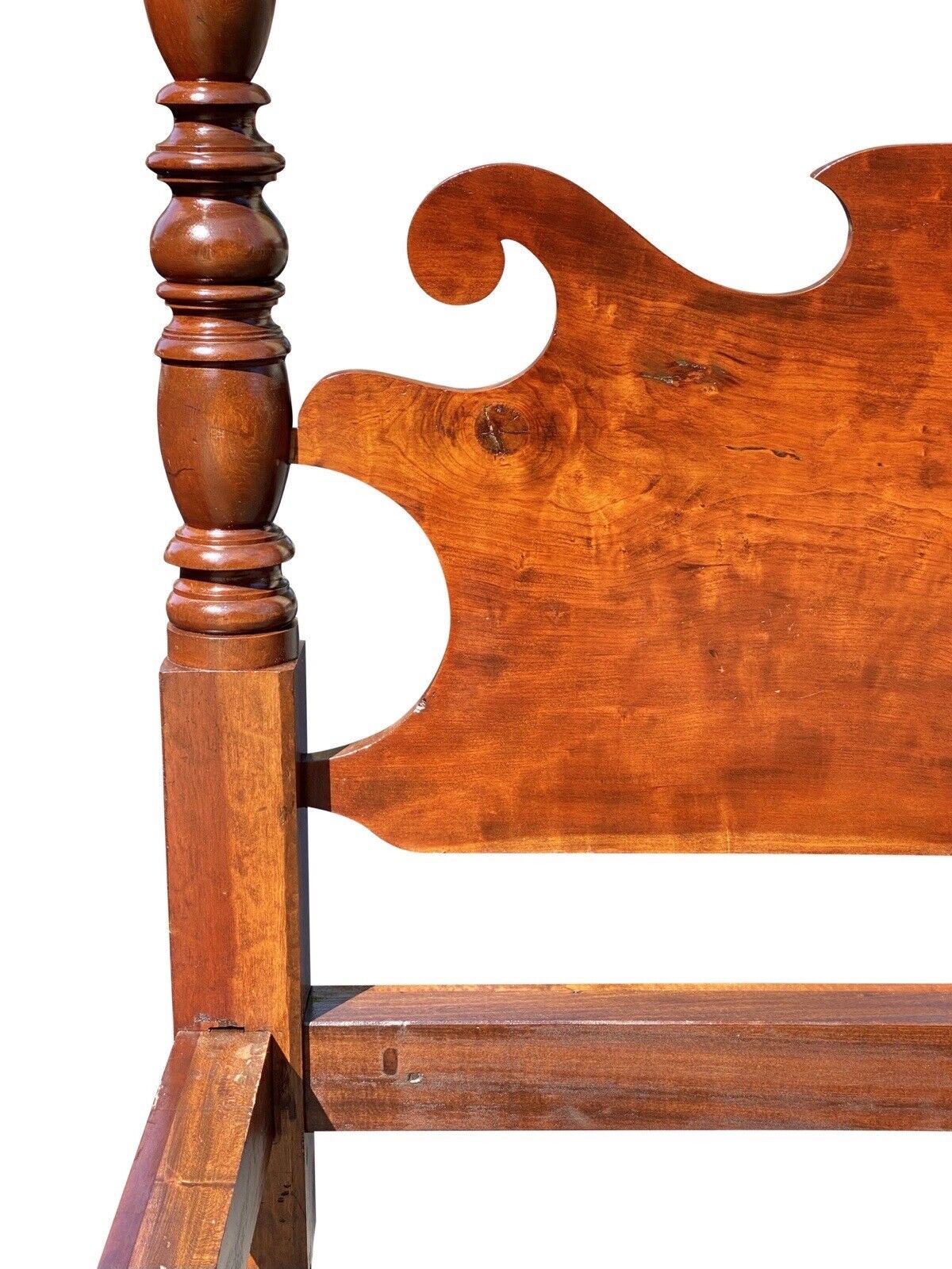 Late 18th Century Federal Antique Sheraton Cherry Four Poster Bed With Acorn Top