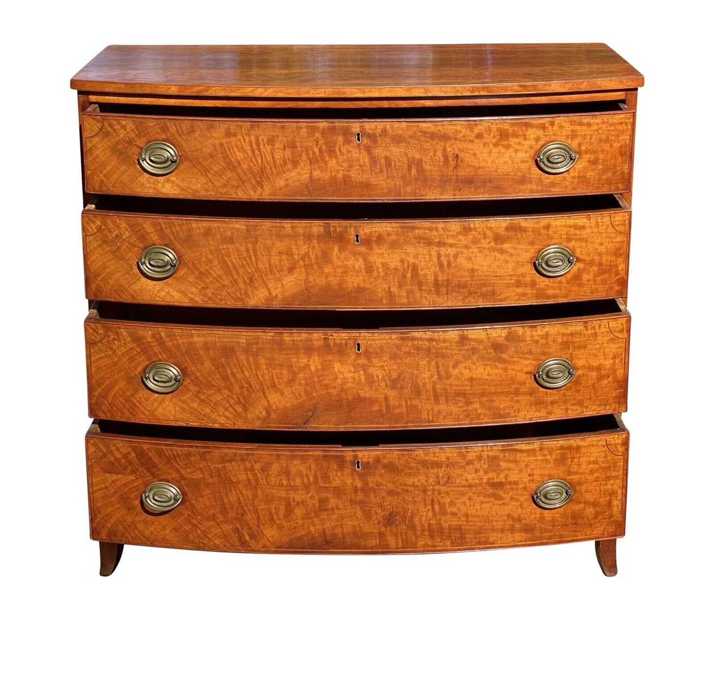 18th C Antique Massachusetts Mahogany Bow Front Dresser / Chest of Drawers