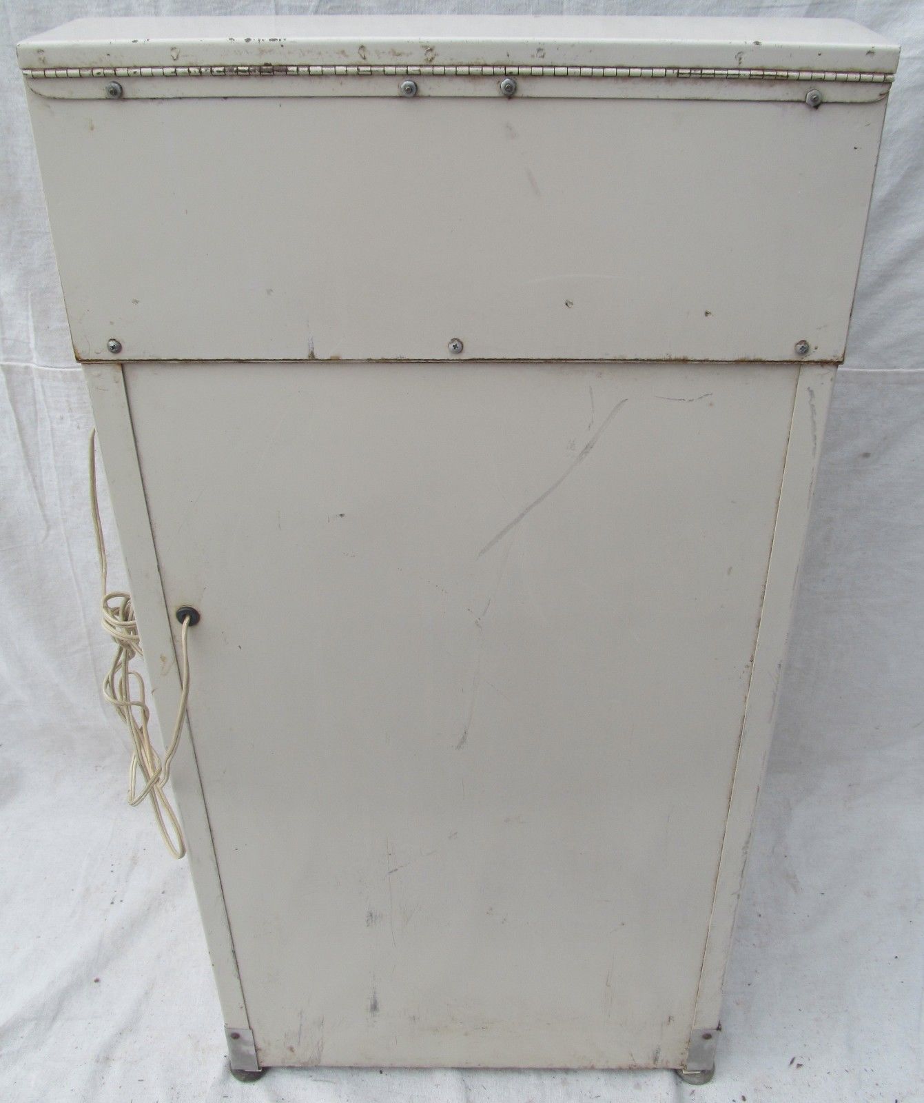 ART DECO ENAMELED MEDICAL CABINET WITH JET BLACK GLASS TOP BY CERTIFIED