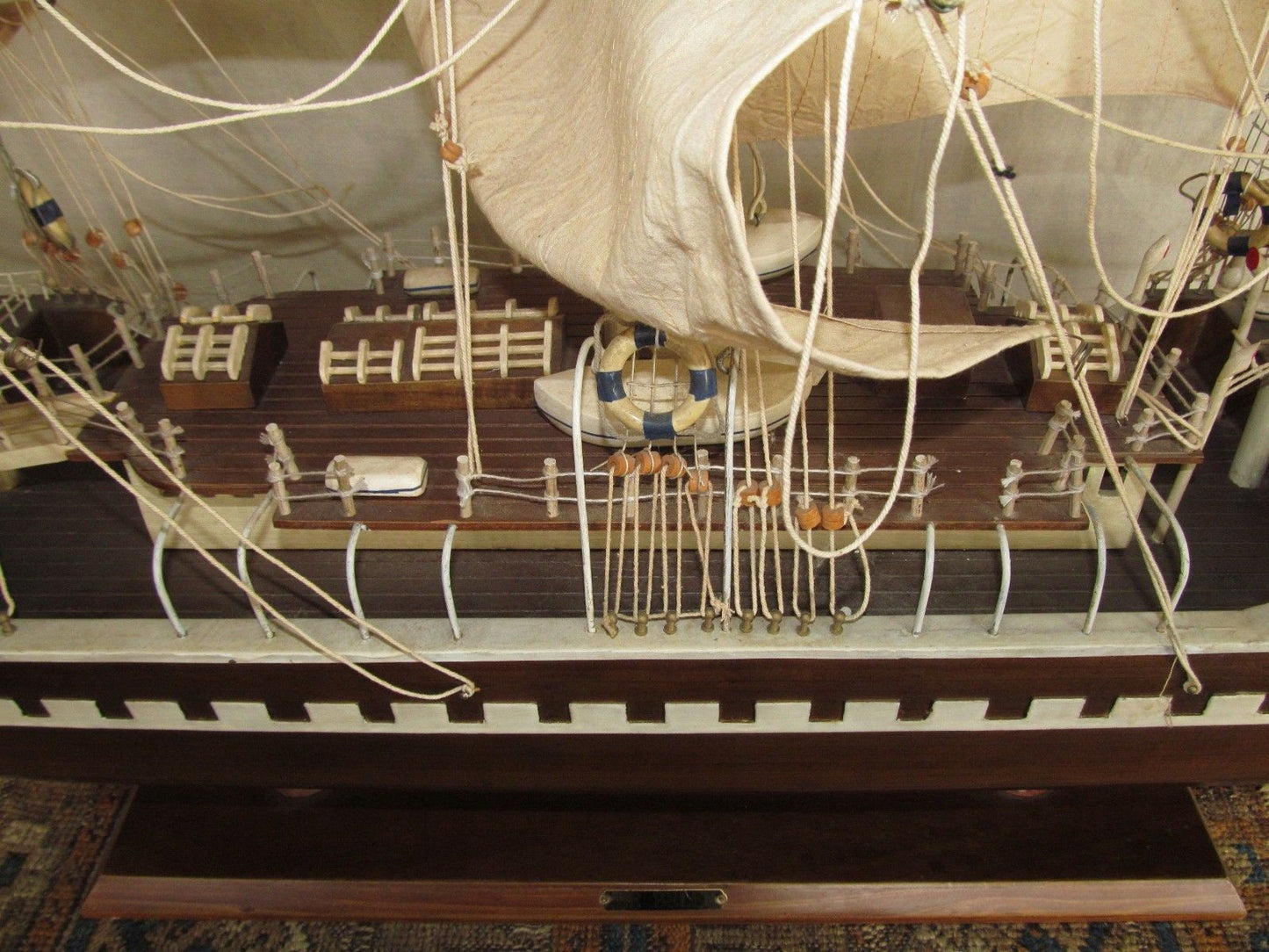MASSIVE 57" LONG RIGGED TRIPLE MASTED SAILING SHIP MODEL