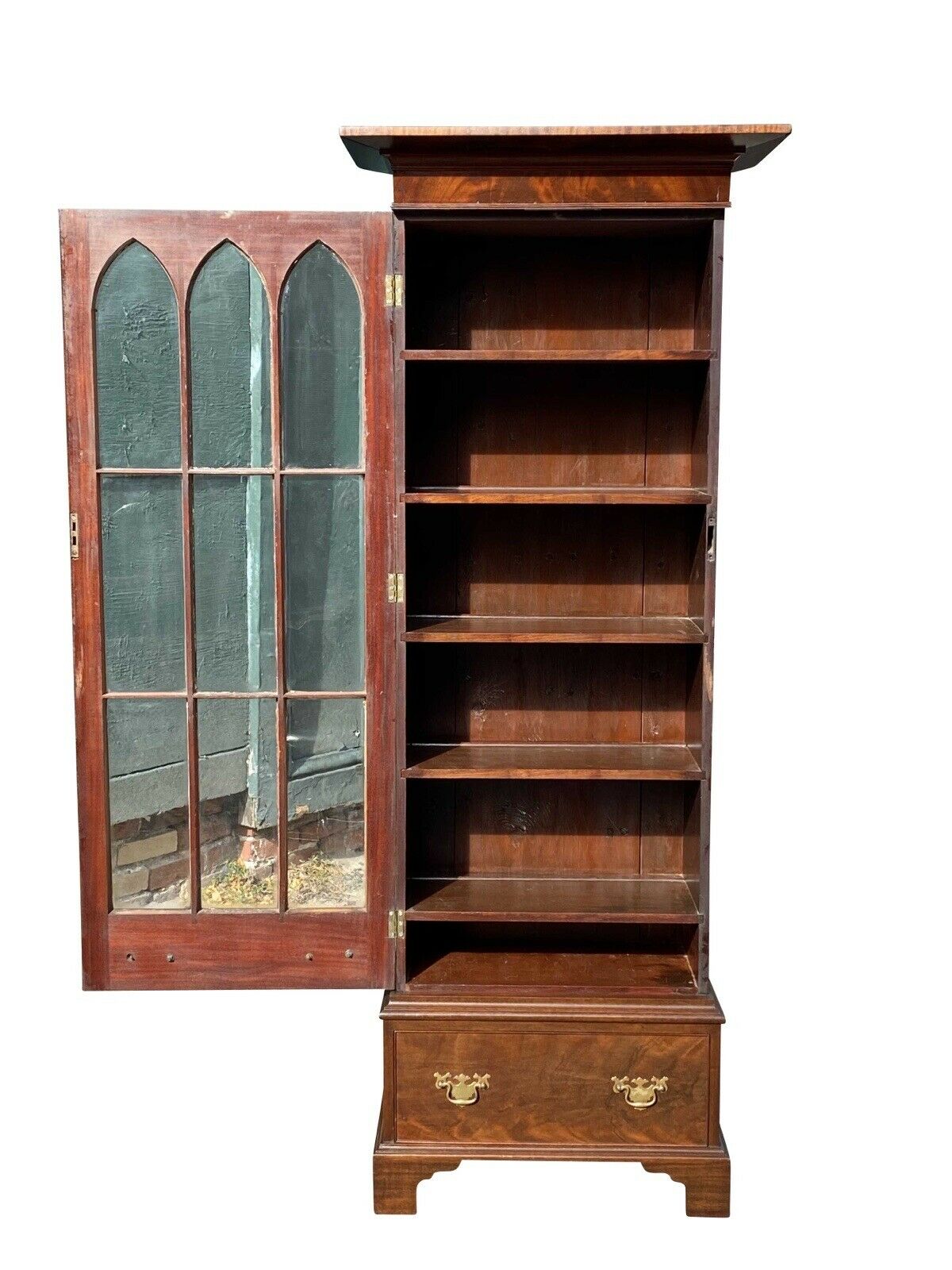 19th C Antique Salem Ma Mahogany Maritime Campaign Bookcase / Cabinet ~ Nautical