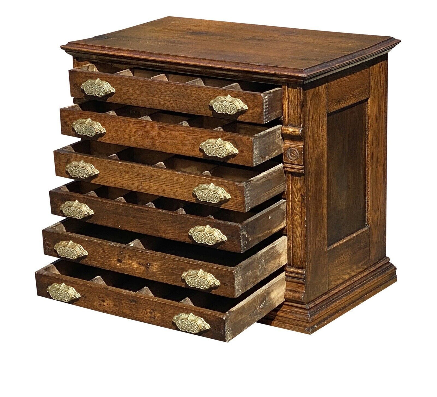 Antique Victorian Oak 6 Drawer File Cabinet / Spool Cabinet