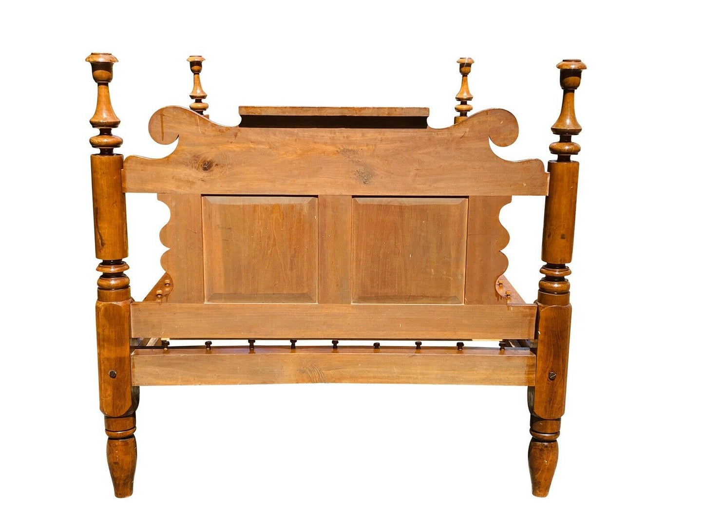 19TH C ANTIQUE CA 1820 CHERRY FEDERAL PERIOD TULIP POST ROPE BED