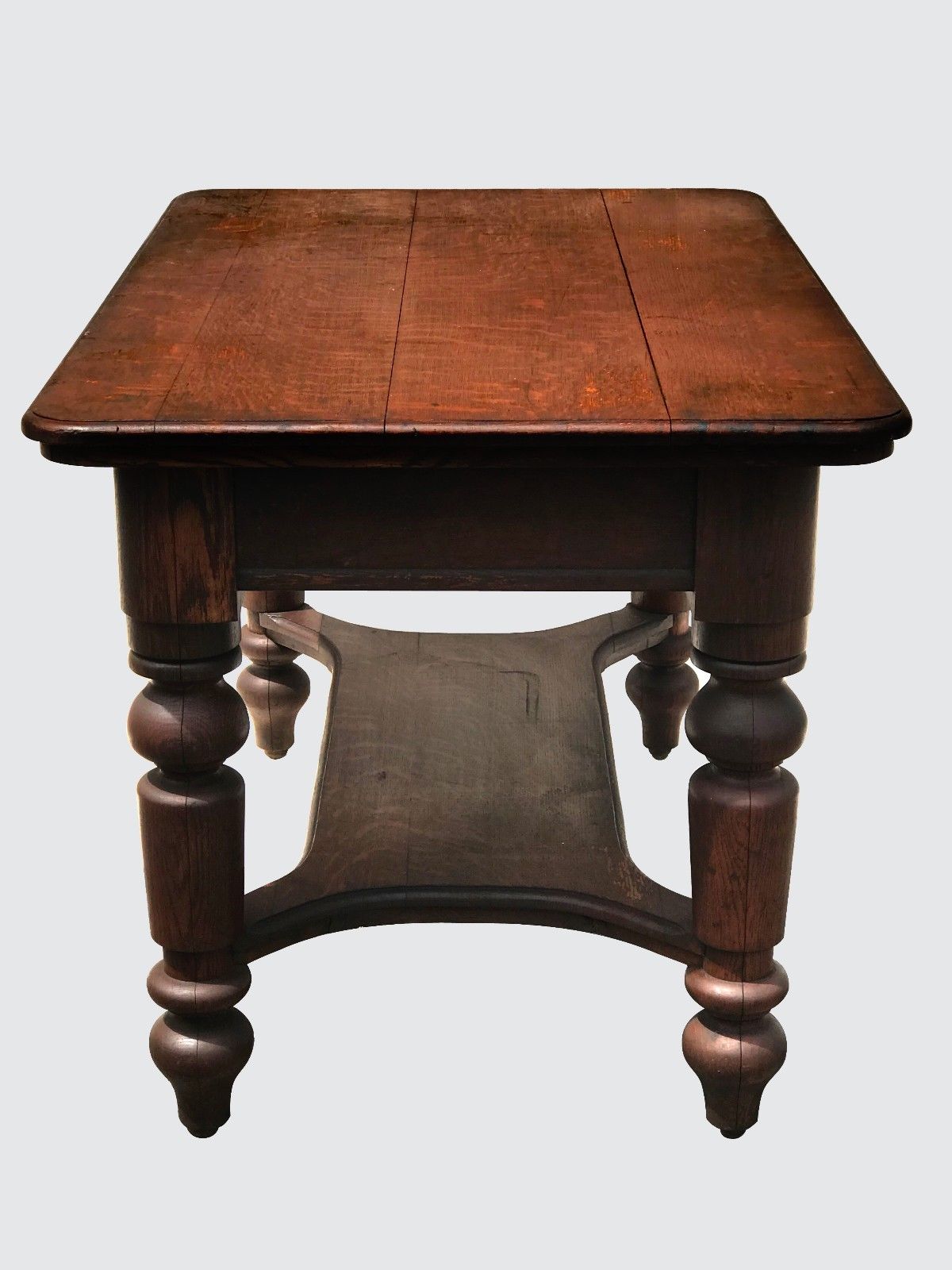 VICTORIAN SOLID OAK 1 DRAWER LIBRARY TABLE / DESK IN ORIGINAL FINISH