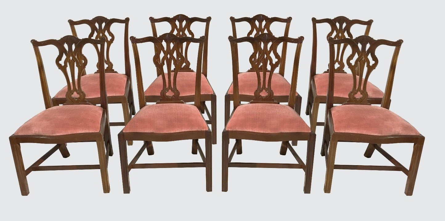 EXCEPTIONALLY FINE SET OF 10 CHIPPENDALE STYLE MAHOGANY DINING CHAIRS-A-1 COND.