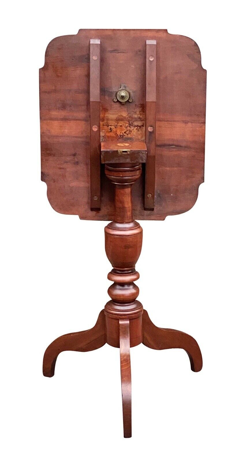 19th C Antique Federal Period Tilt Top Cherry Candle Stand / End Table
