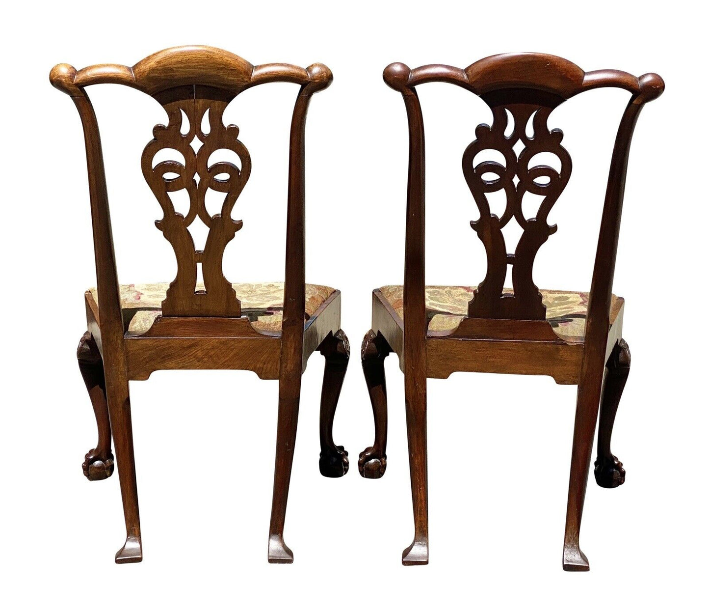 18th C Pair of Antique Irish Chippendale Chairs - Irish Phoenix W/ Ball & Claw