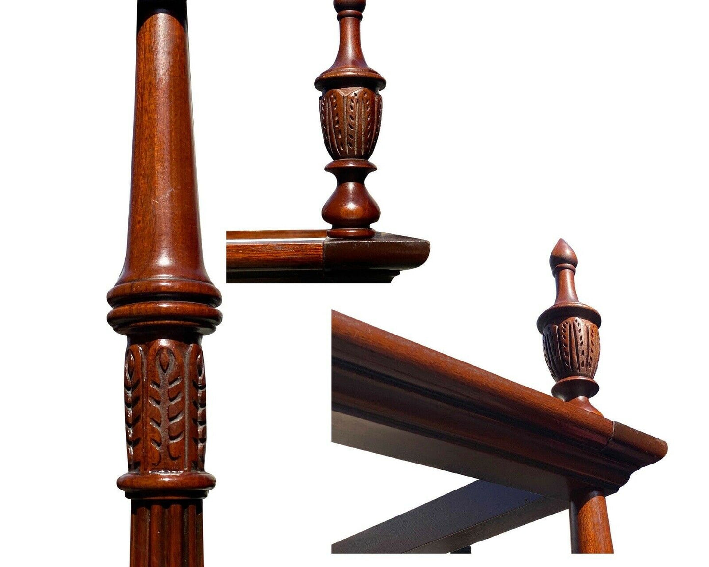 20th Century Chippendale Antique Style Mahogany King Size Tester / Canopy Bed