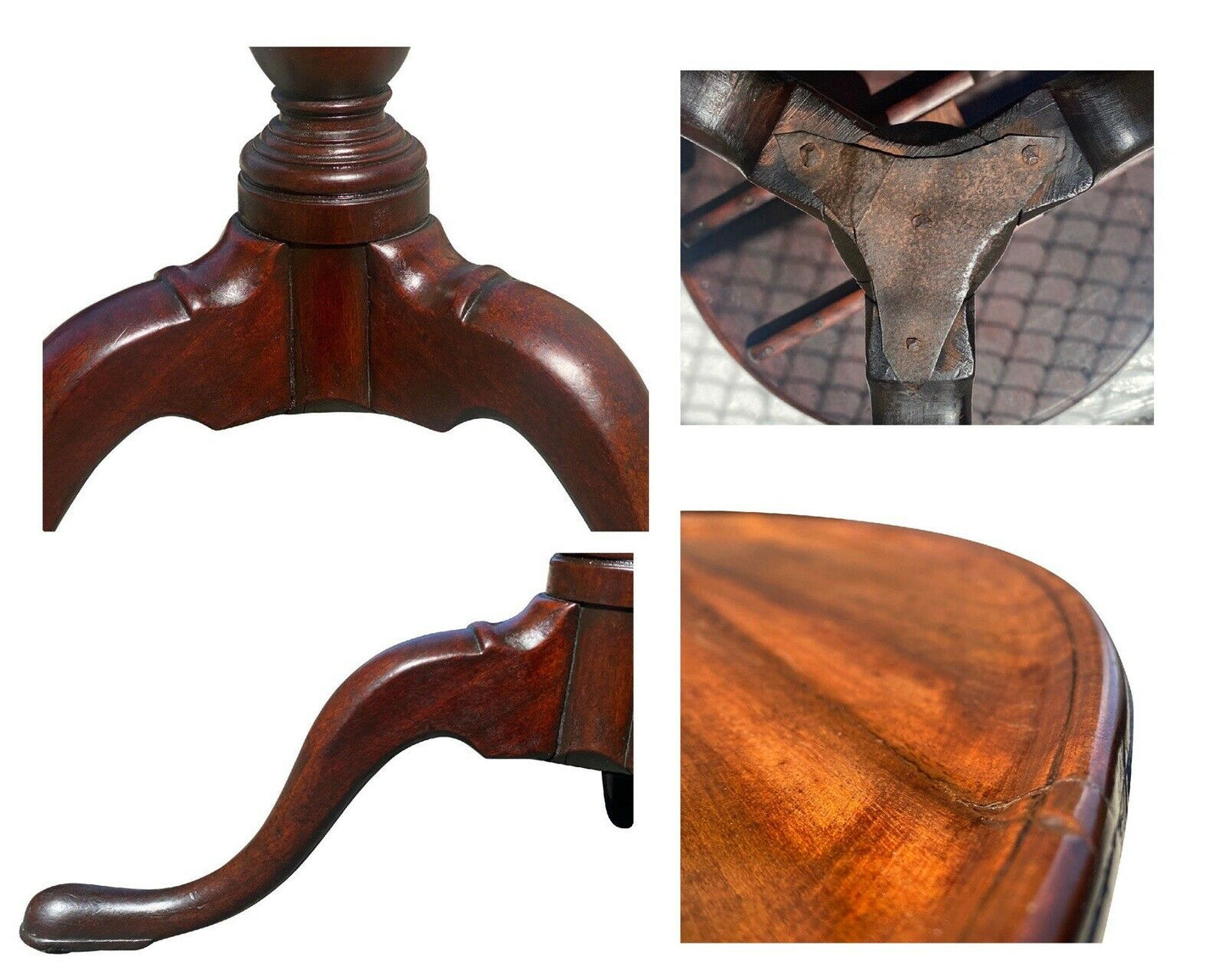 19th C Antique Queen Anne Style Mahogany Dish Top Tea Table - Philadelphia