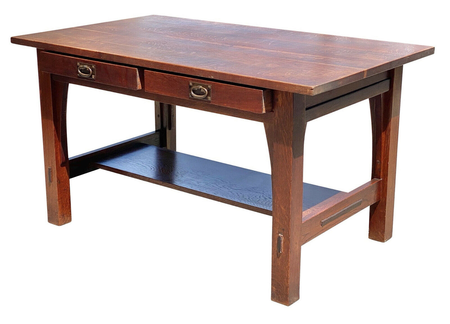 20th C Antique Arts & Crafts Tiger Oak Gustav Stickley Desk / Library Table #616
