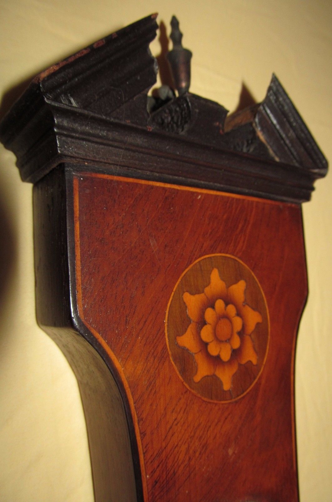 FINELY INLAID EARLY 19TH CENTURY BAROMETER WITH CONCH SHELLS & SEA ANEMONE