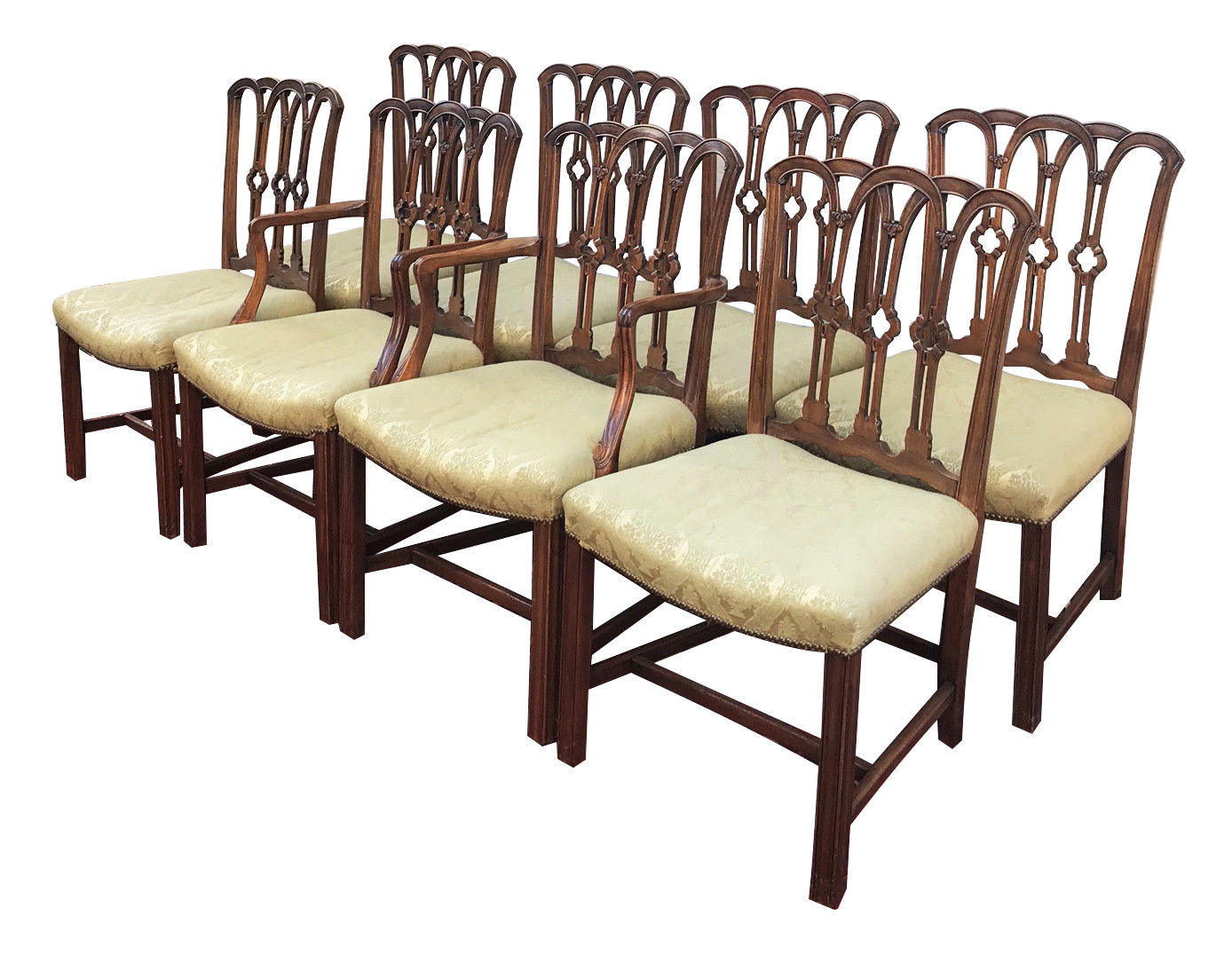 FINE CHIPPENDALE STYLE SET OF 8 MAHOGANY DINING CHAIRS WITH SPECIAL FEATURES