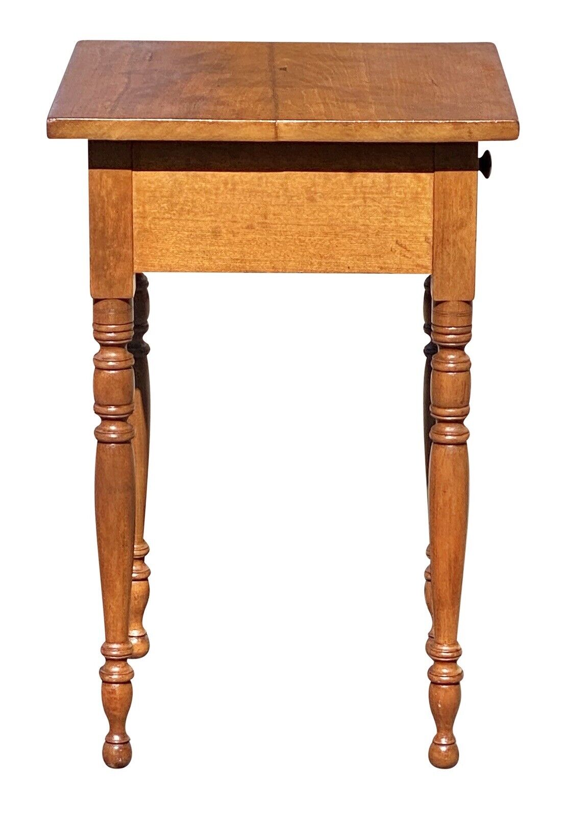 19th C Antique Sheraton Cherry & Tiger Maple Worktable / Nightstand