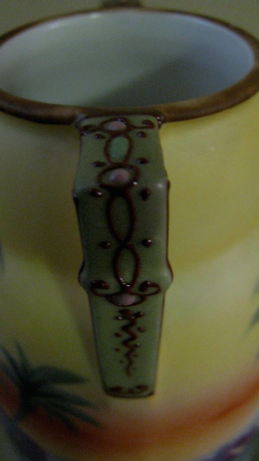 BEAUTIFUL GREEN SEAL NIPPON VASE WITH DESERT OASIS SCENE & MORIAGE APPLICATIONS