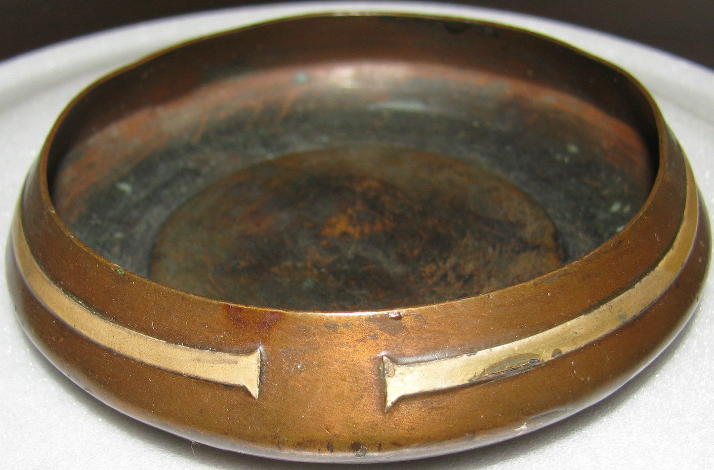ARTS & CRAFTS STERLING ON BRONZE ASHTRAY SIGNED HEINTZ