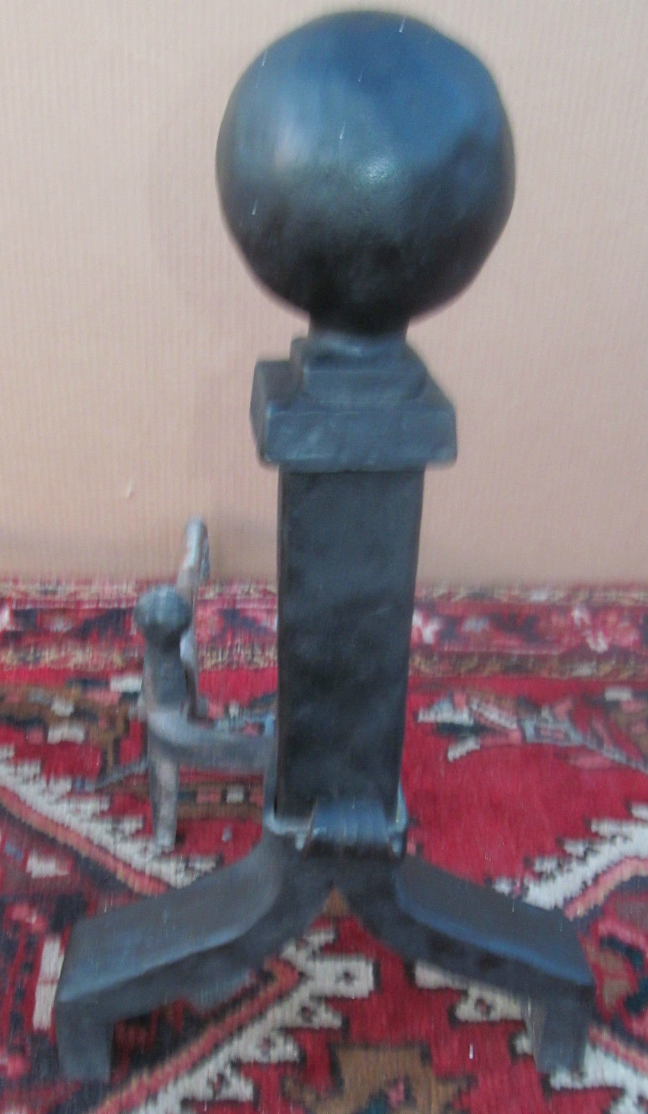 LARGE PAIR OF HAND HAMMERED ARTS & CRAFTS ANDIRONS WITH ADJUSTABLE FIREDOGS-