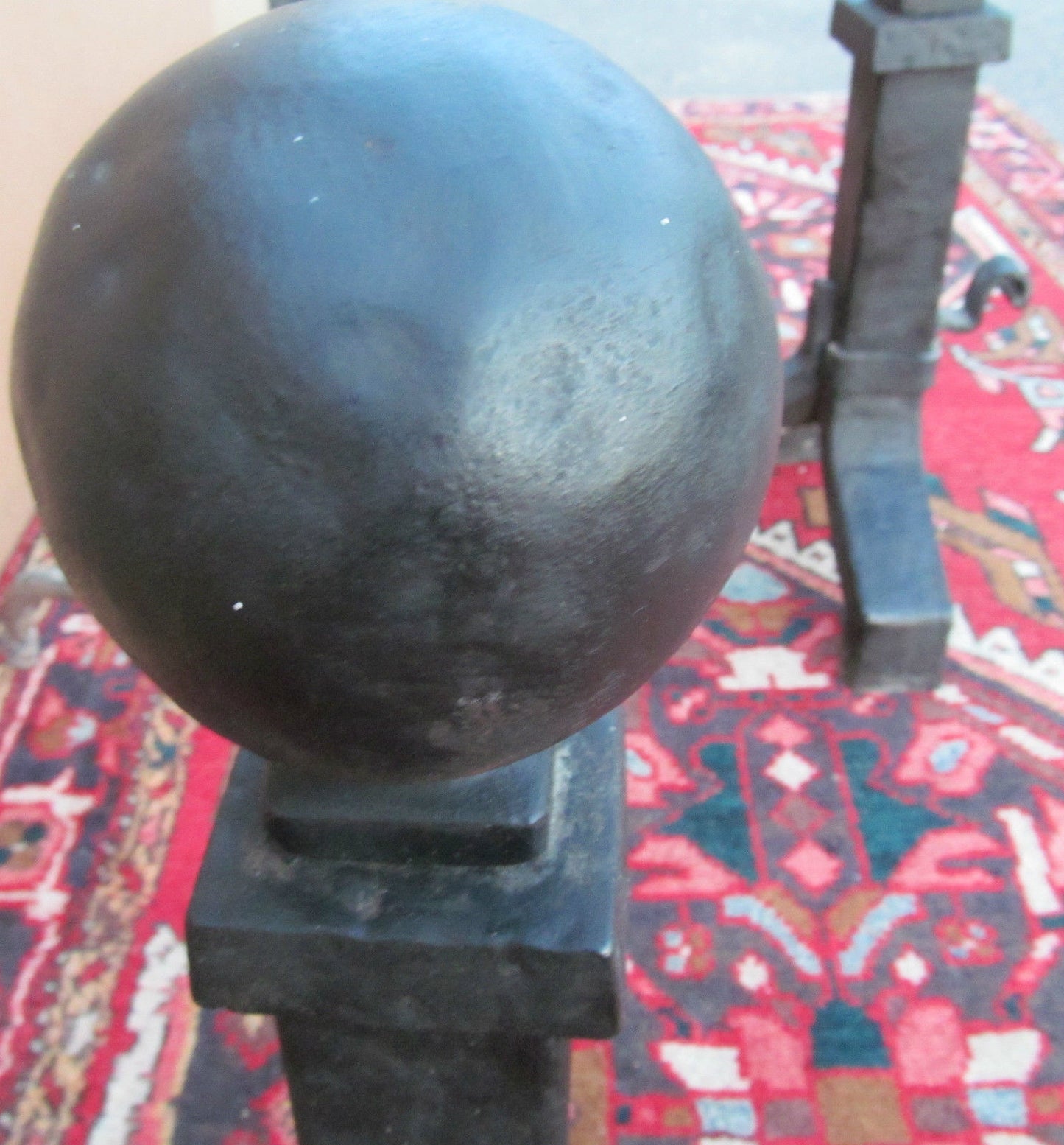 LARGE PAIR OF HAND HAMMERED ARTS & CRAFTS ANDIRONS WITH ADJUSTABLE FIREDOGS-