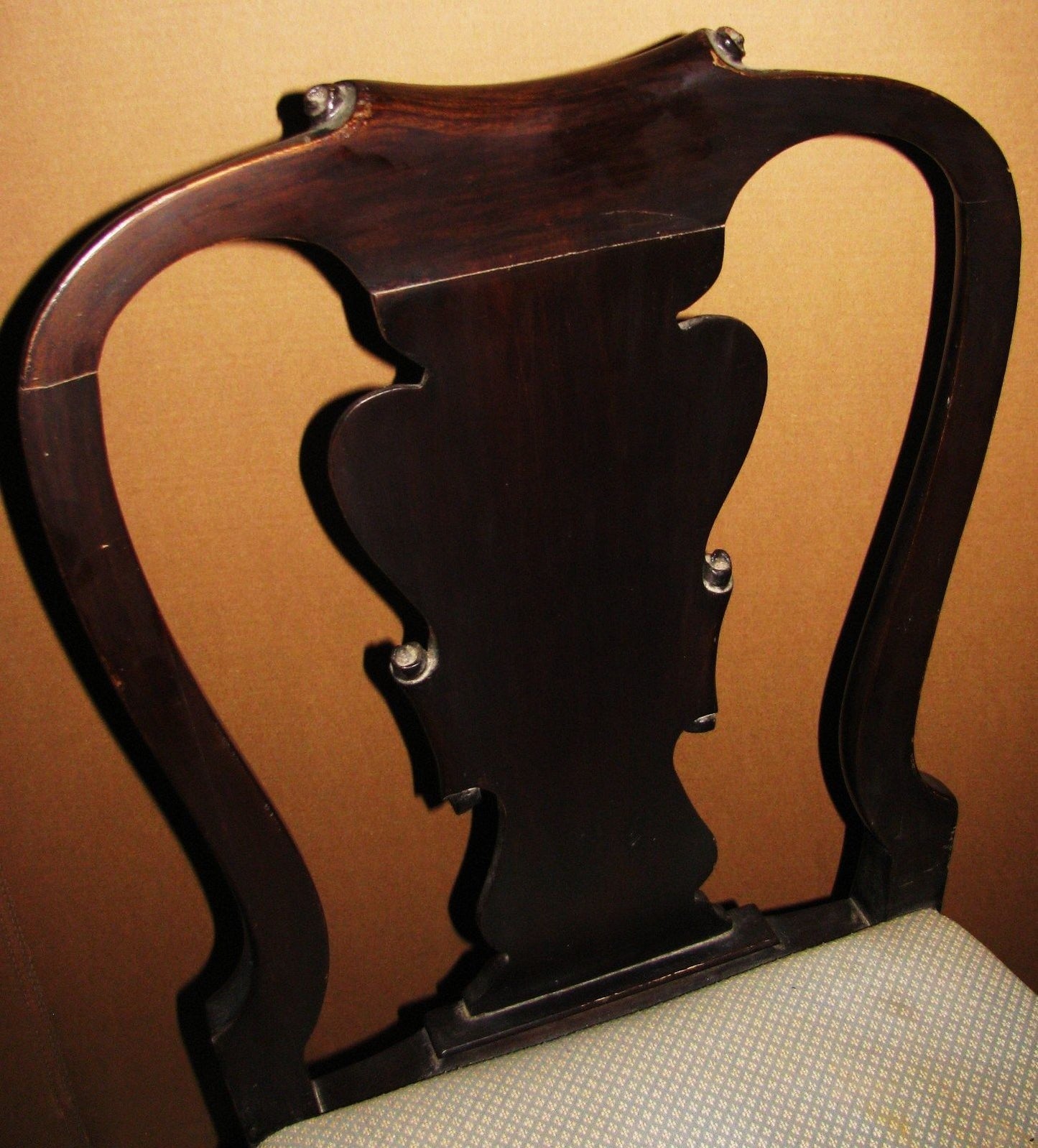 LATE 19TH CENTURY PAIR OF EBONIZED & CARVED QUEEN ANNE SPANISH FOOT SIDE CHAIRS