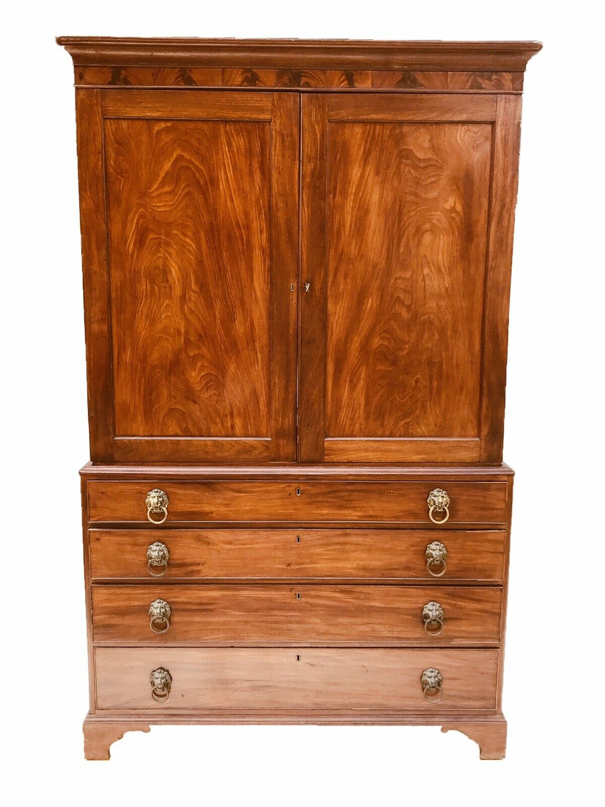 18TH C AMERICAN MAHOGANY CHIPPENDALE ANTIQUE LINEN PRESS / WARDROBE ~ RARE NYC - Bay Colony Antiques Antiques:Furniture:Desks & Secretaries:Pre-1800