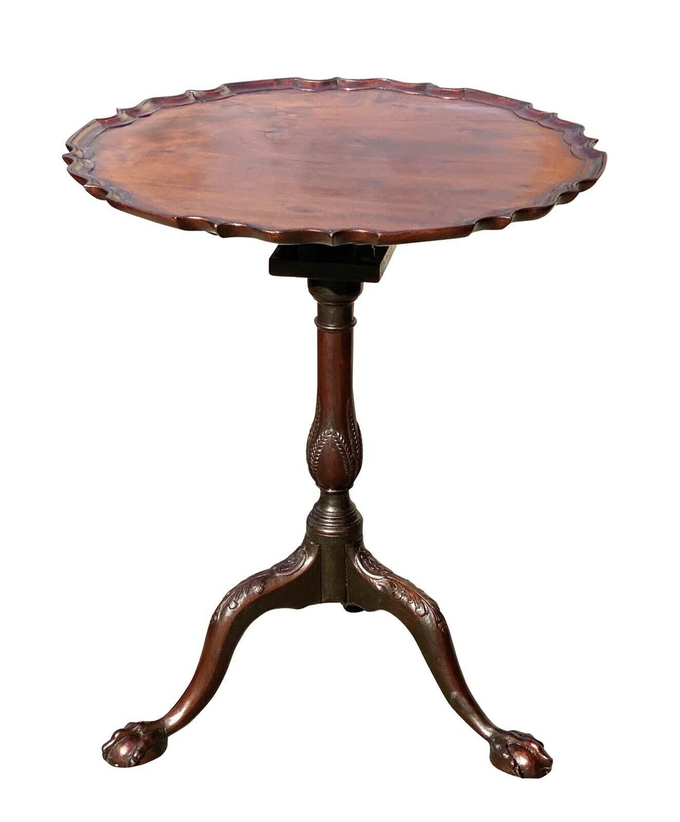 18th C Antique Charleston Mahogany Pie Crust Kettle Stand / Tea Table - Bay Colony Antiques Antiques:Furniture:Tables