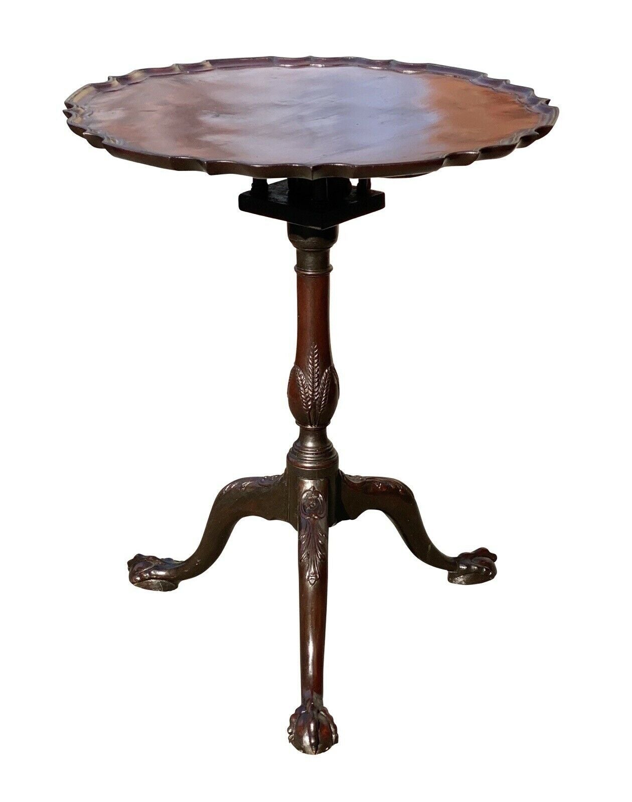 18th C Antique Charleston Mahogany Pie Crust Kettle Stand / Tea Table - Bay Colony Antiques Antiques:Furniture:Tables